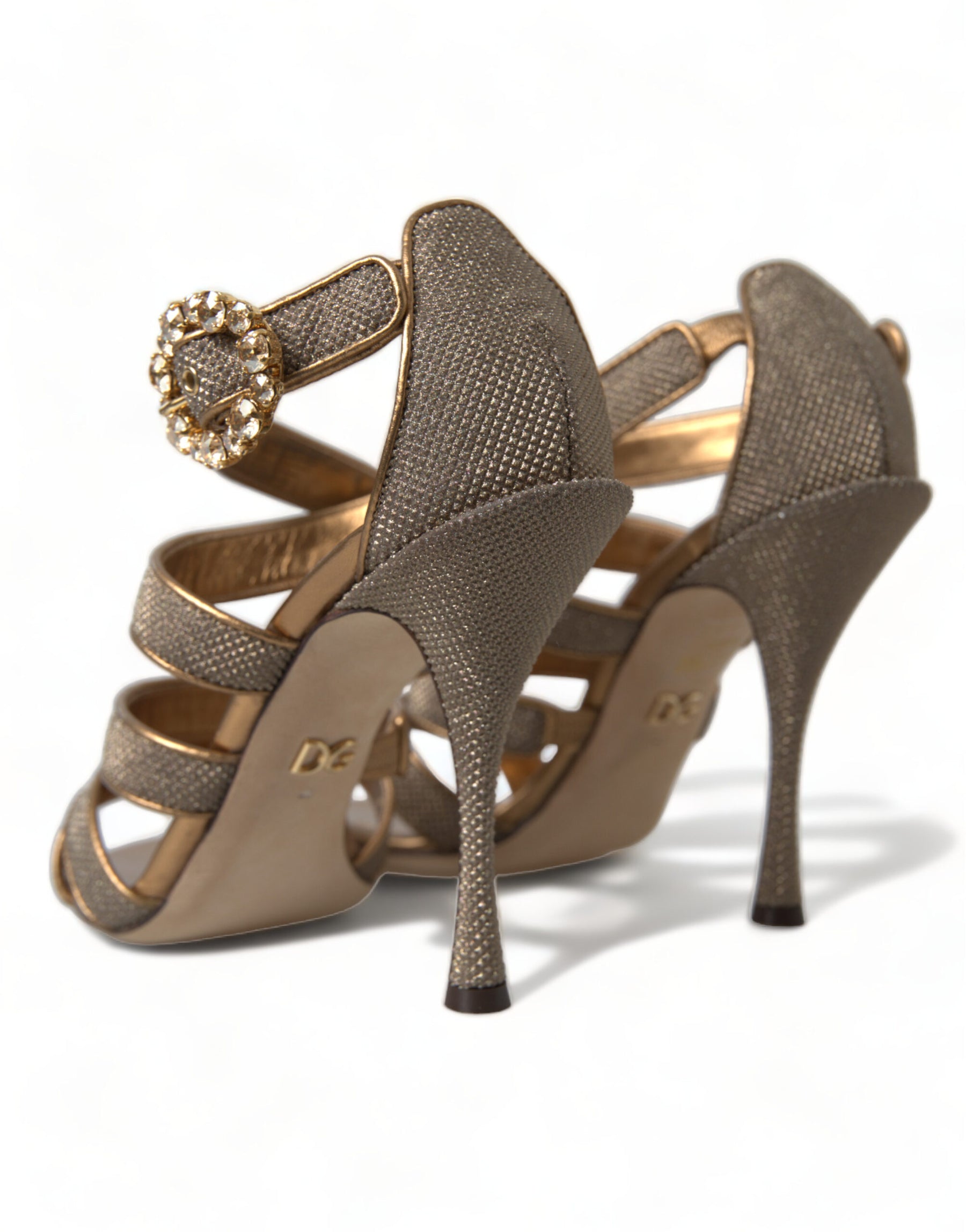 Dolce & Gabbana Bronze Crystal Strap Heels Sandals Shoes | Regal Royce