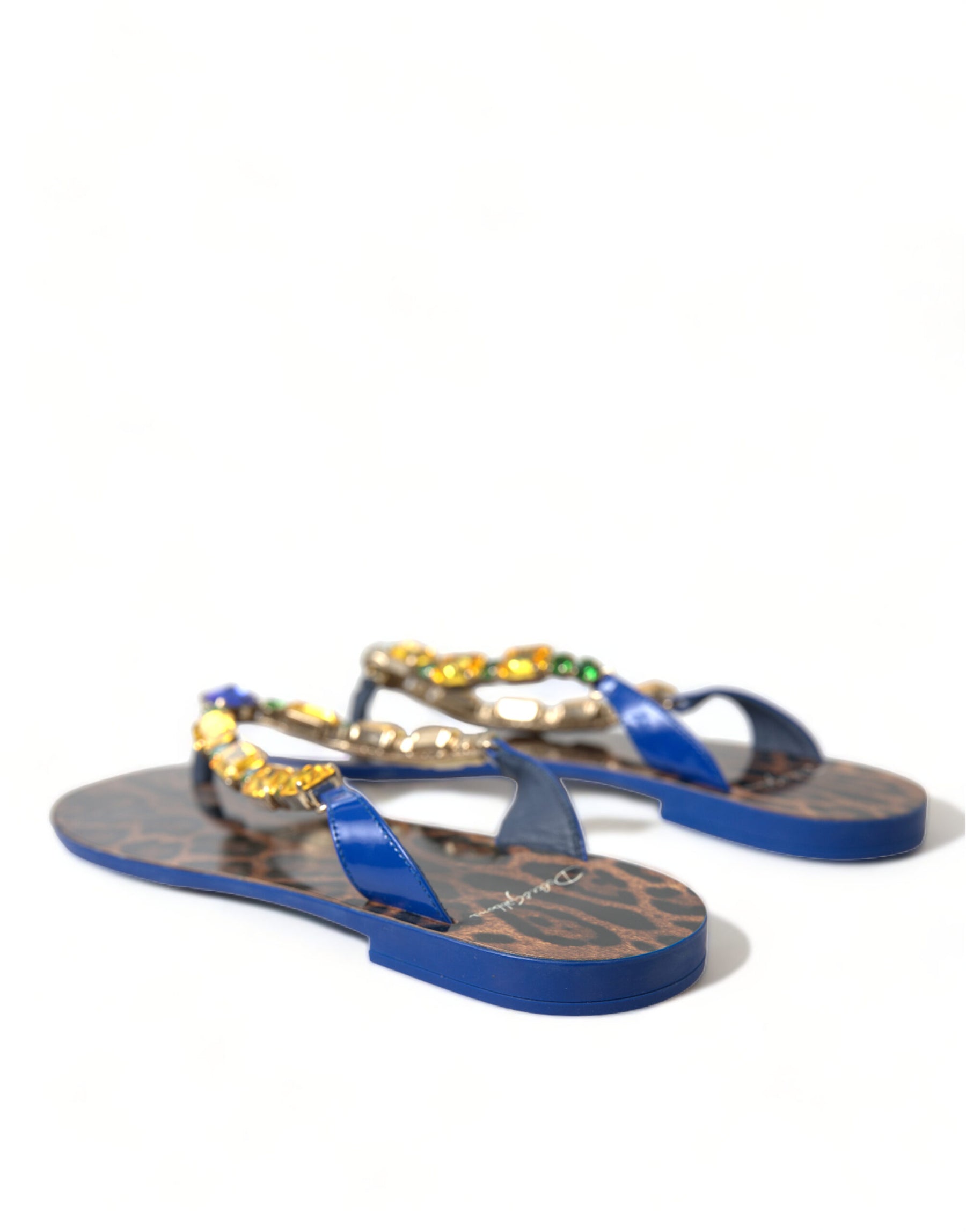 Dolce & Gabbana Blue Crystals Flats Sandals Beachwear Shoes | Regal Royce