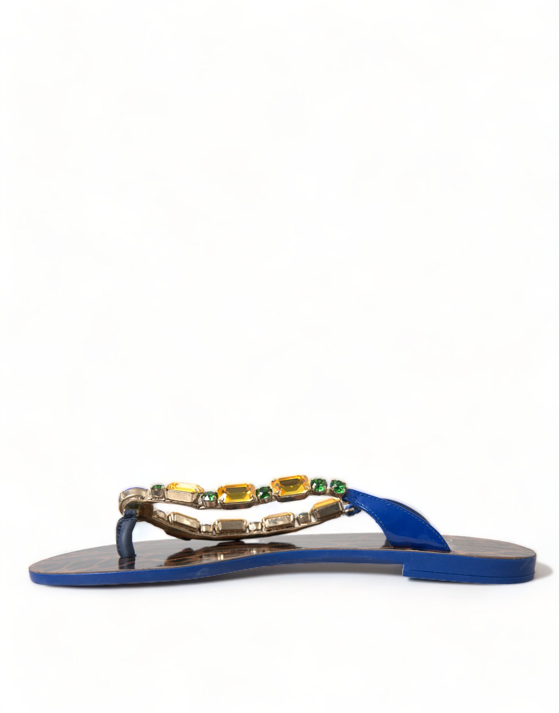 Dolce & Gabbana Blue Crystals Flats Sandals Beachwear Shoes | Regal Royce