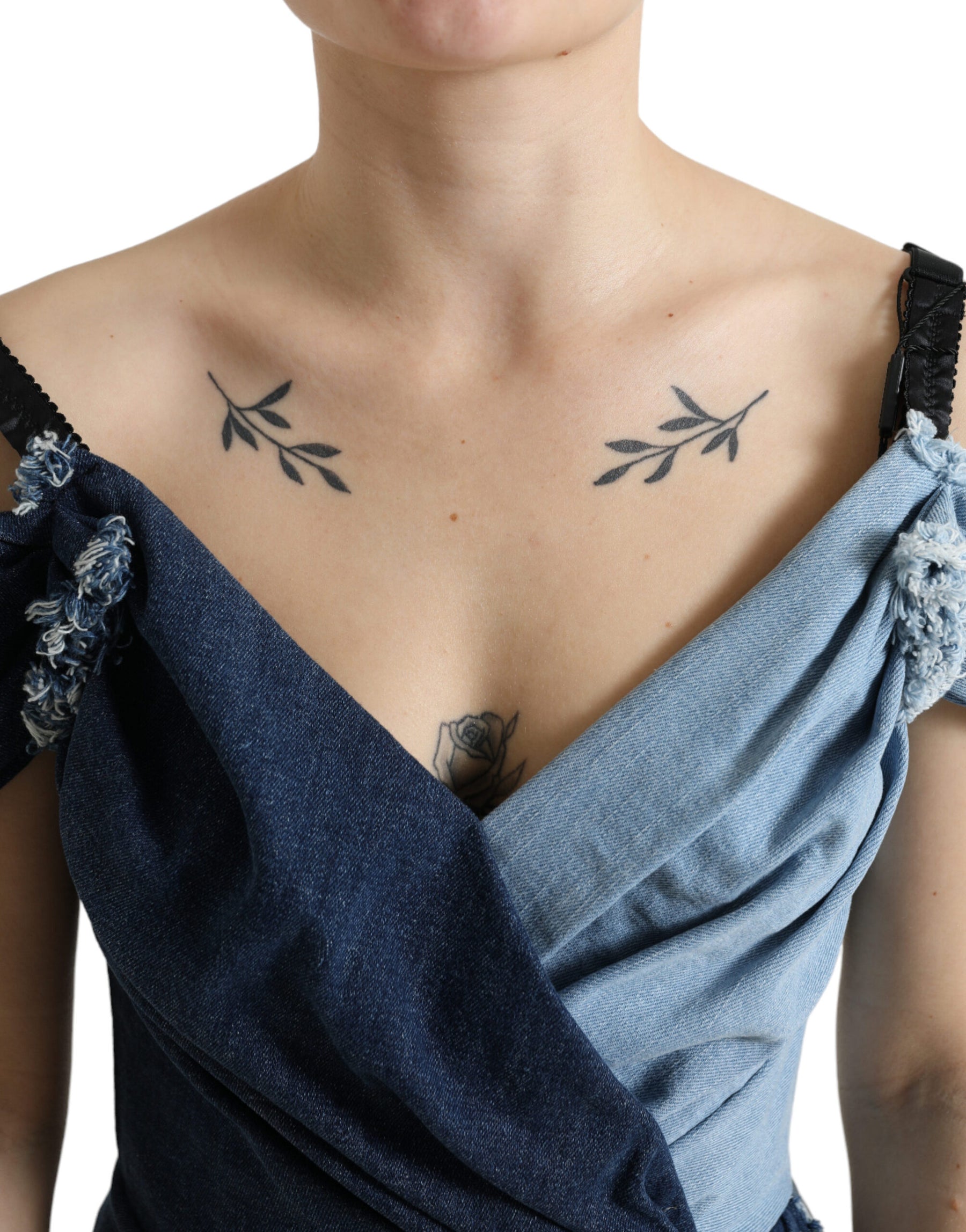 Dolce & Gabbana Blue Patchwork Two Tone Denim Mini Dress | Regal Royce