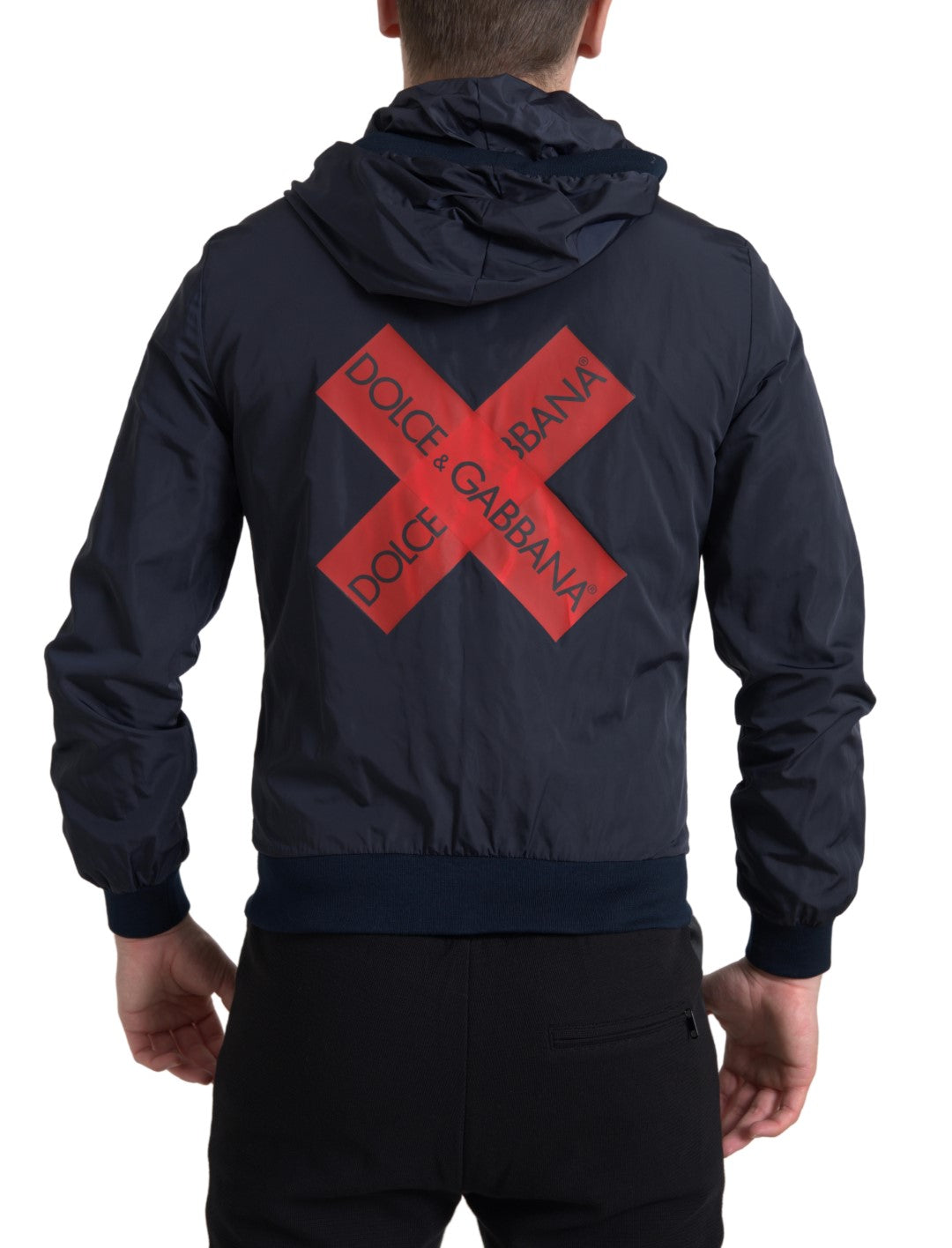 Dolce & Gabbana Blue Hooded Logo Polyester Full Zip Sweater | Regal Royce