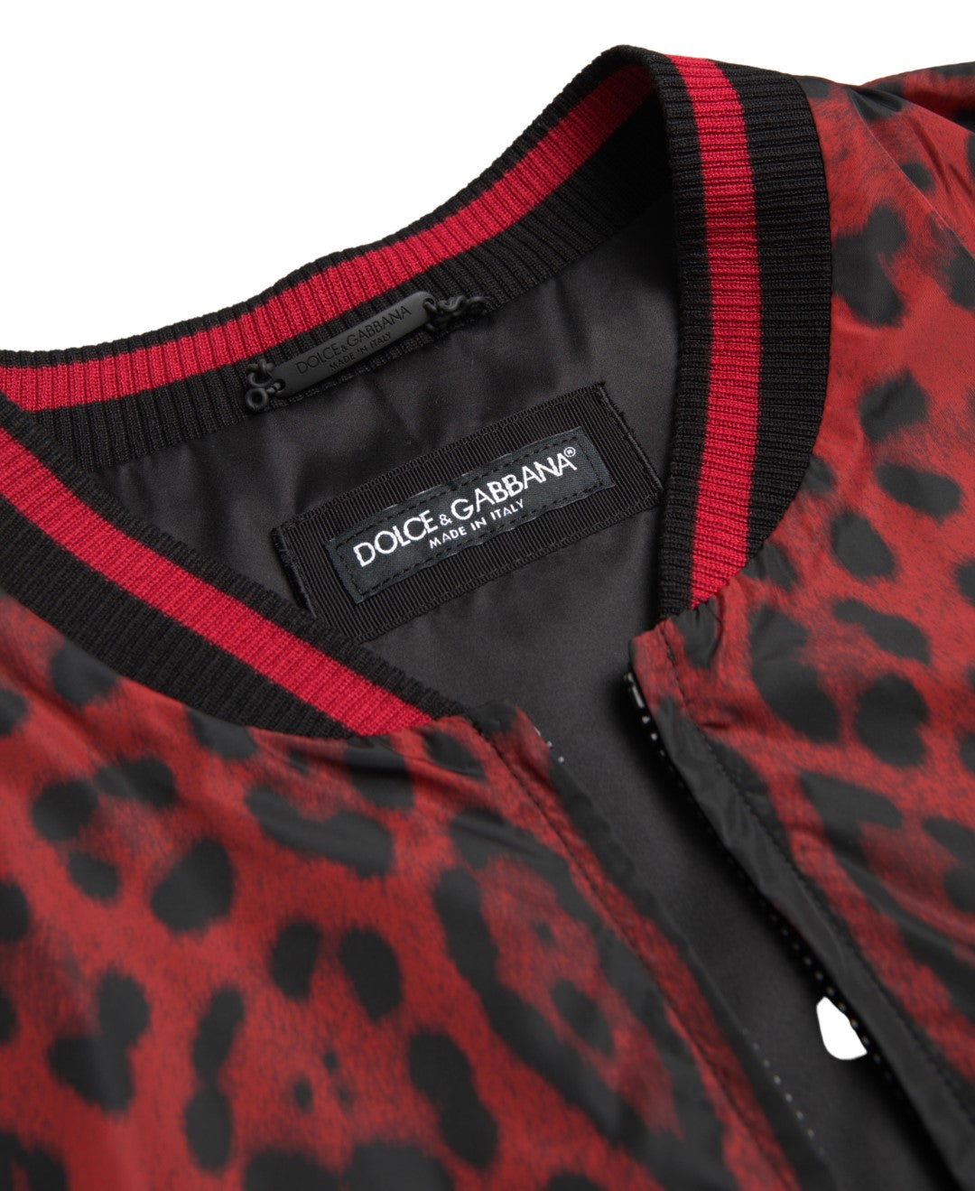 Dolce & Gabbana Red Leopard Bomber Short Coat Jacket | Regal Royce