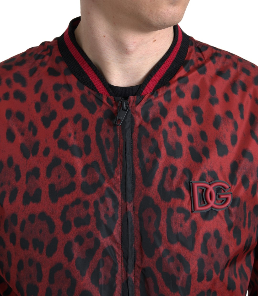Dolce & Gabbana Red Leopard Bomber Short Coat Jacket | Regal Royce