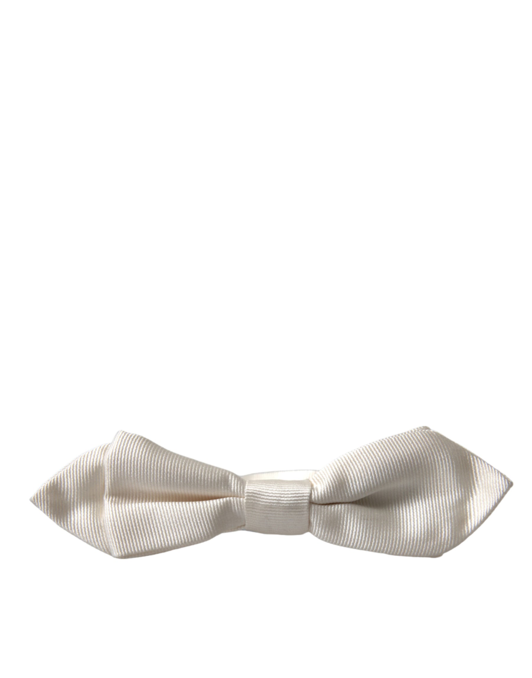 Dolce & Gabbana White Silk Slim Adjustable Neck Papillon Bow Tie | Regal Royce