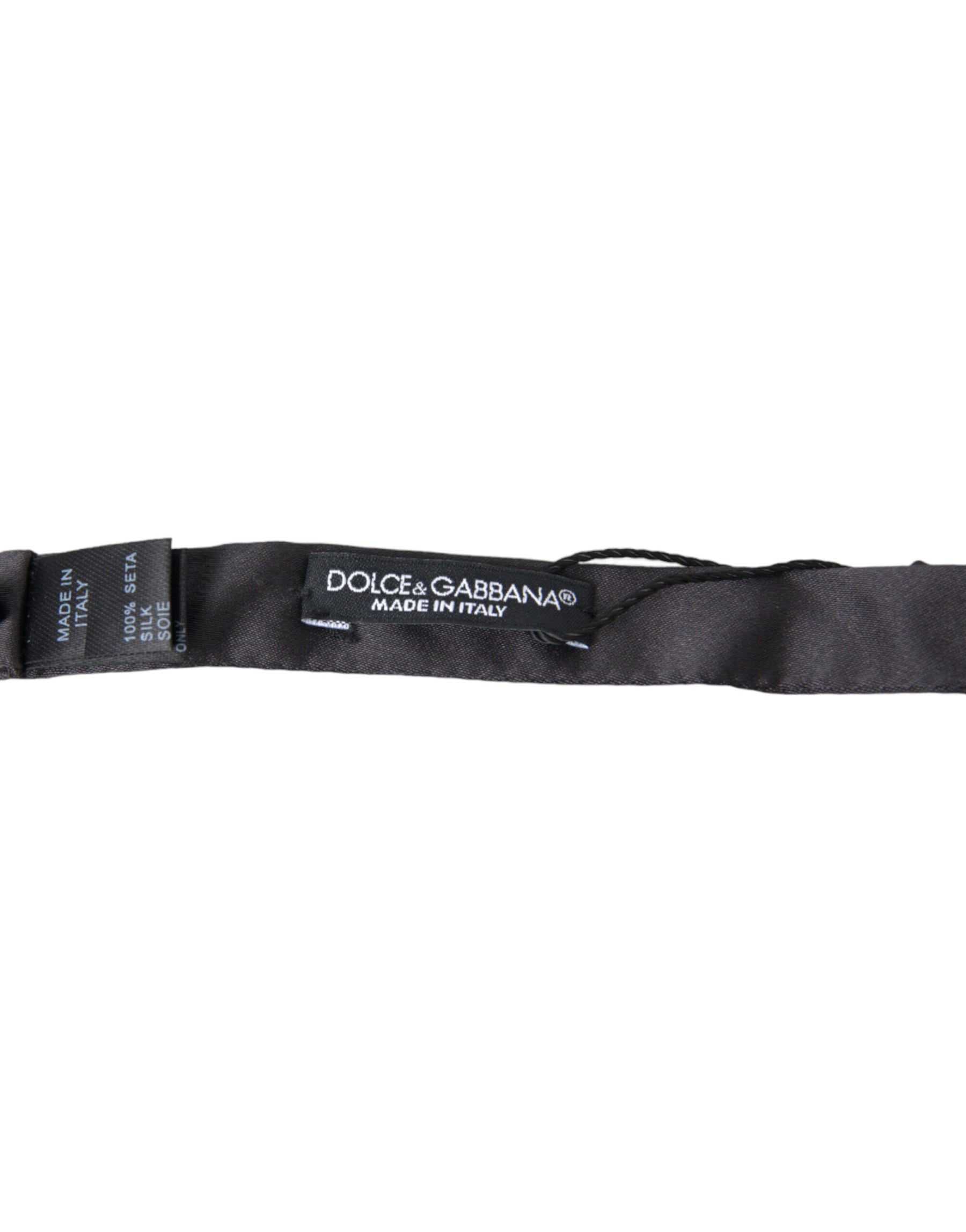 Dolce & Gabbana Dark Gray Silk Adjustable Neck Men Papillon Bow Tie | Regal Royce