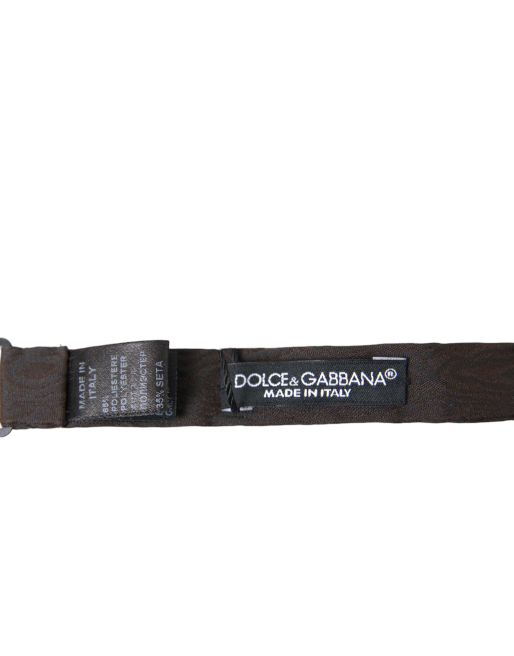 Dolce & Gabbana Brown Polyester Silk Adjustable Neck Men Papillon Bow Tie | Regal Royce
