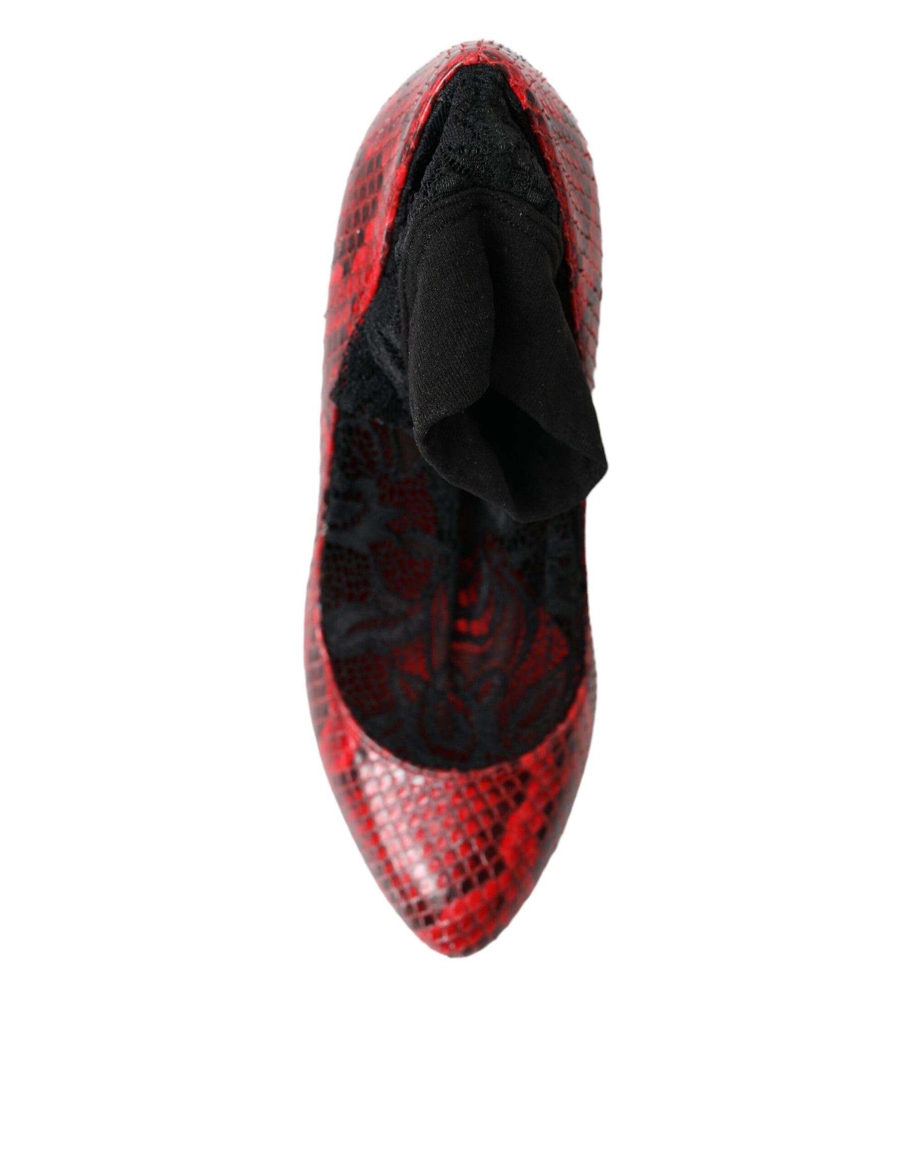 Dolce & Gabbana Red Ayers Leather Lace Socks Pumps Shoes | Regal Royce