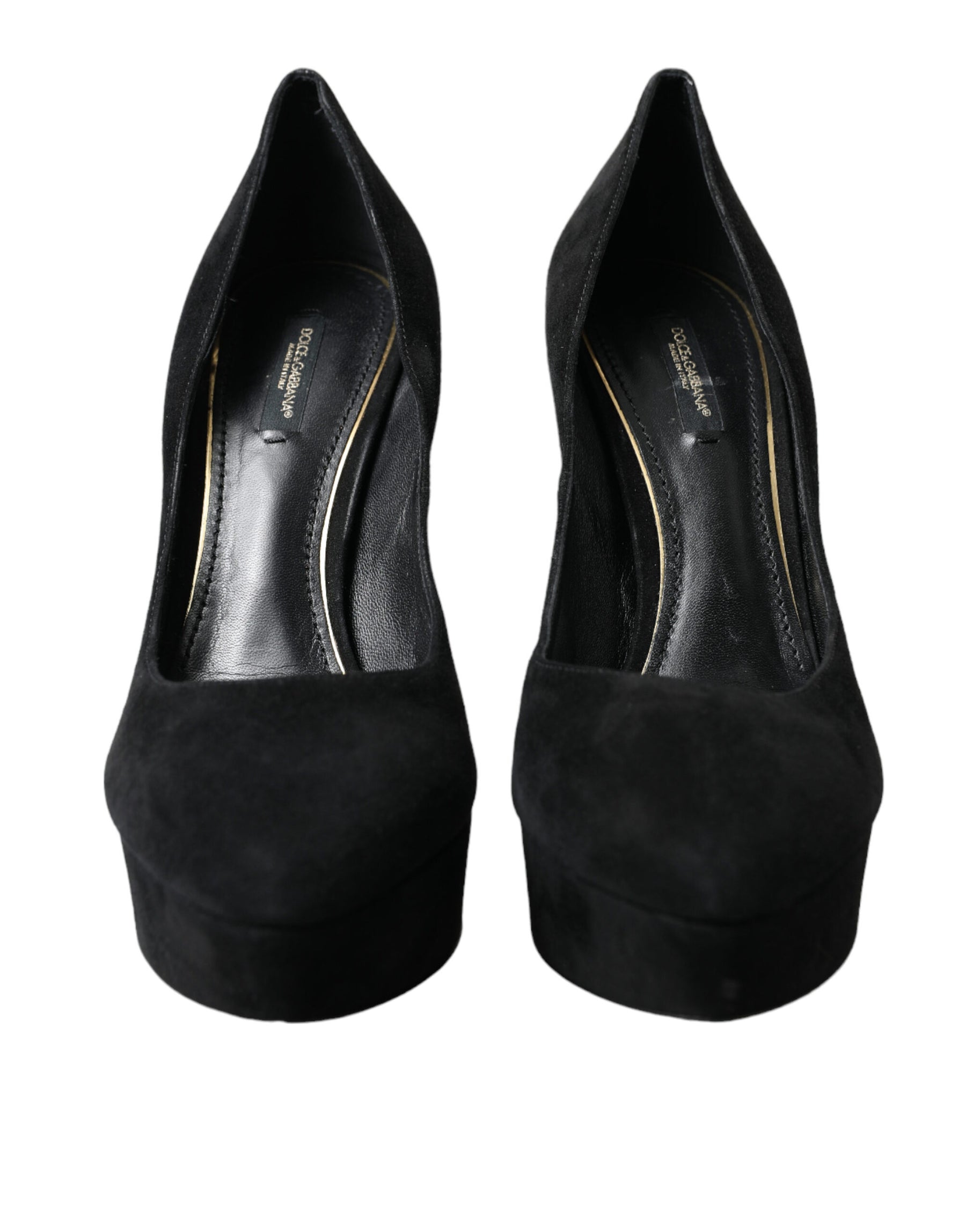 Dolce & Gabbana Black Suede Leather Platform Heel Pumps Shoes | Regal Royce