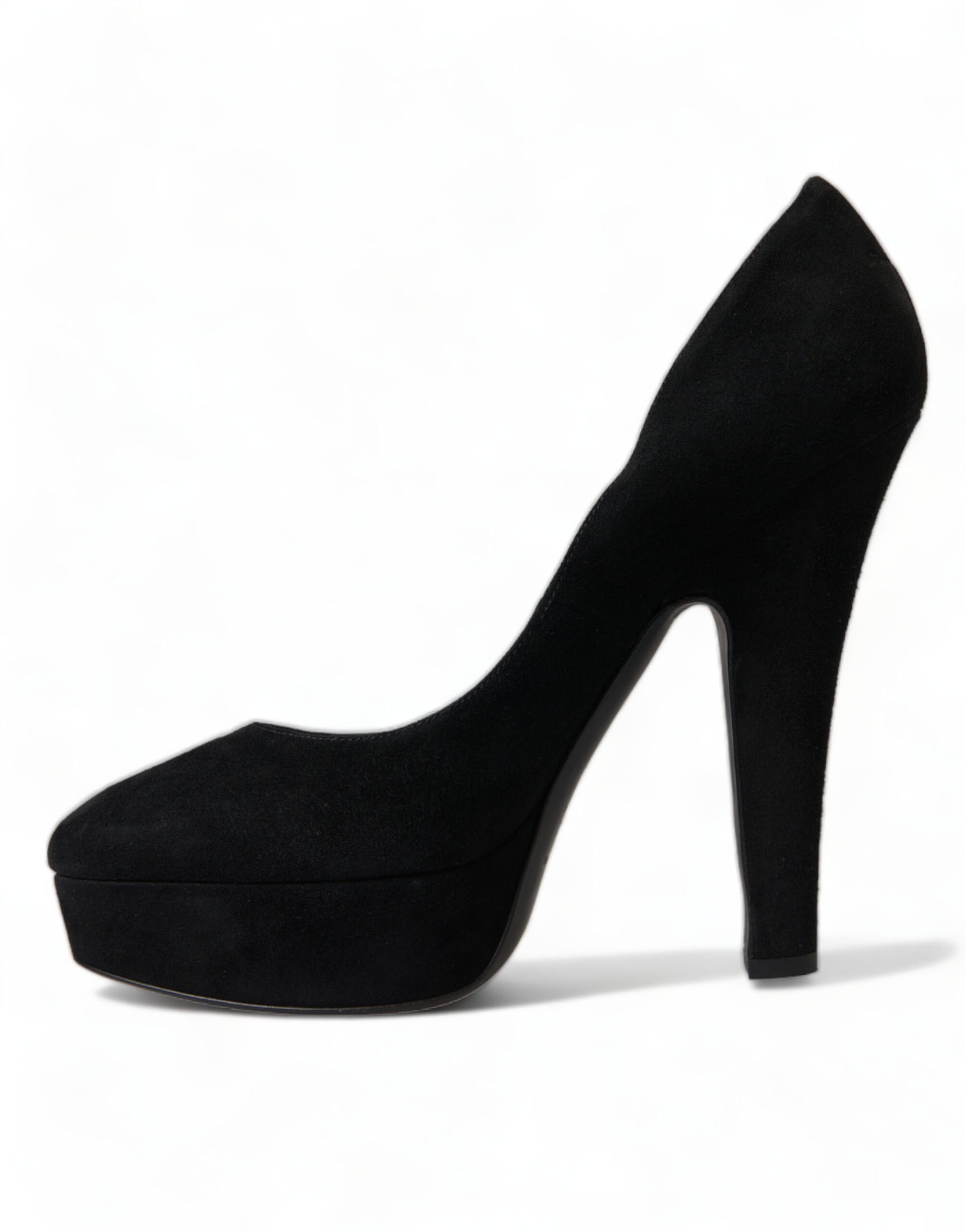 Dolce & Gabbana Black Suede Leather Platform Heel Pumps Shoes | Regal Royce