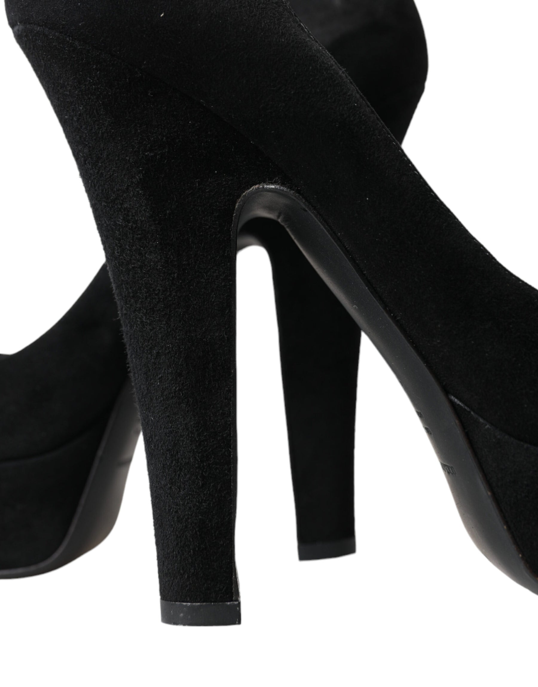 Dolce & Gabbana Black Suede Leather Platform Heel Pumps Shoes | Regal Royce