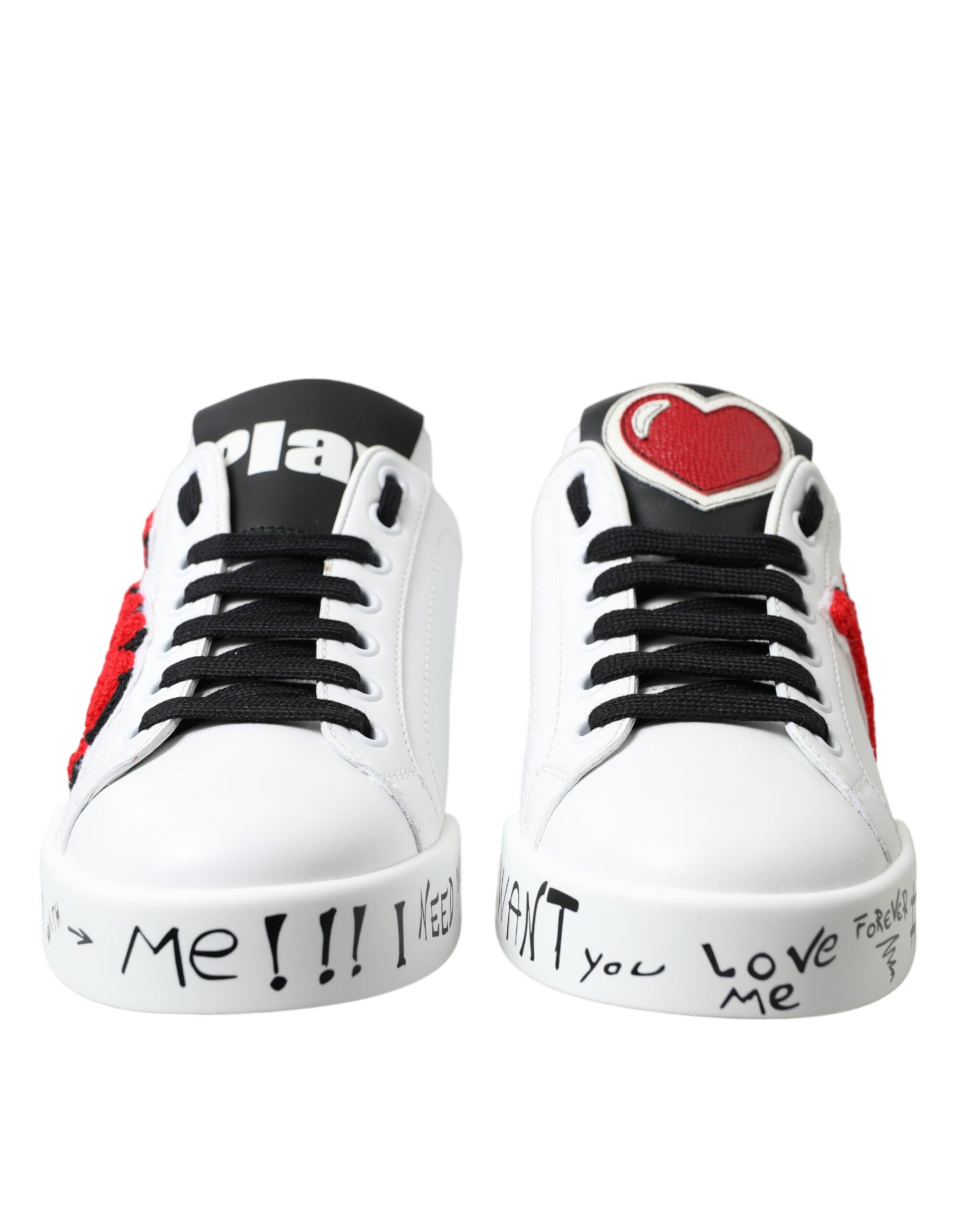 Dolce & Gabbana White Love Patch Portofino Classic Sneakers Shoes | Regal Royce