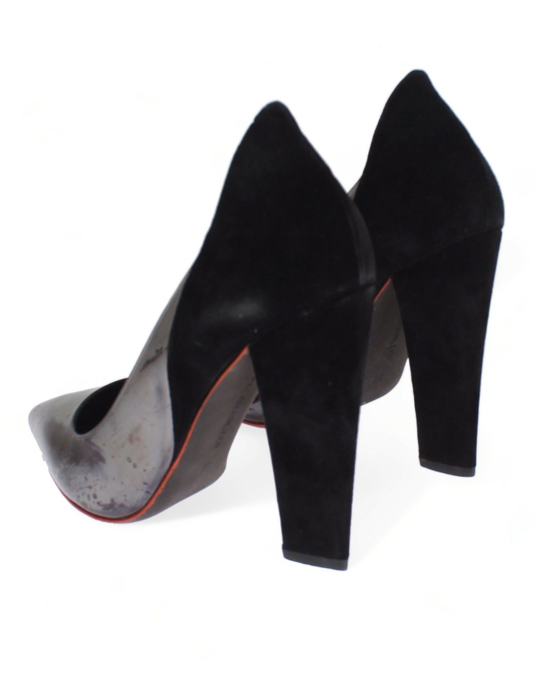 Cédric Charlier Gray Black Leather Suede Heels Pumps Shoes | Regal Royce