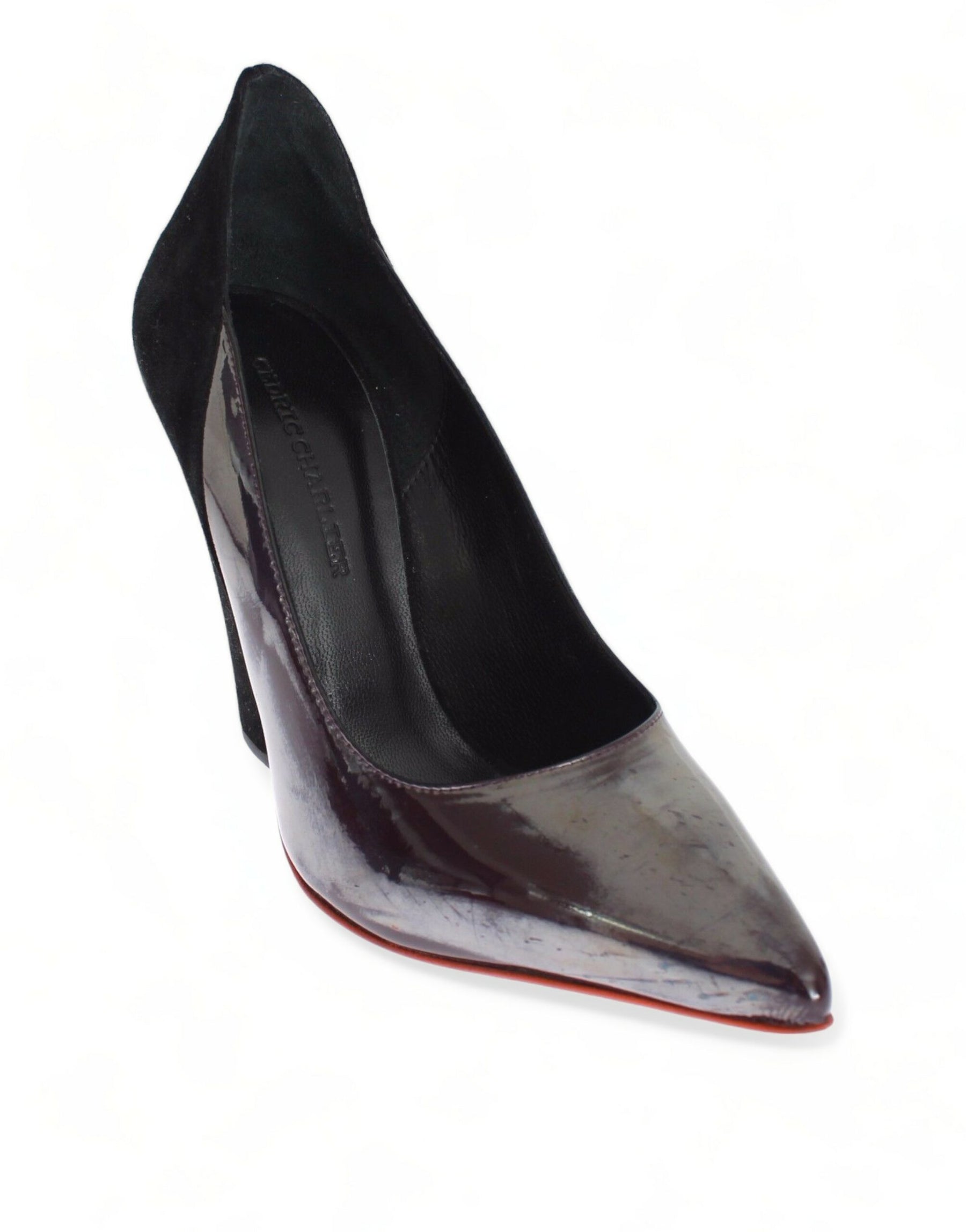 Cédric Charlier Gray Black Leather Suede Heels Pumps Shoes | Regal Royce