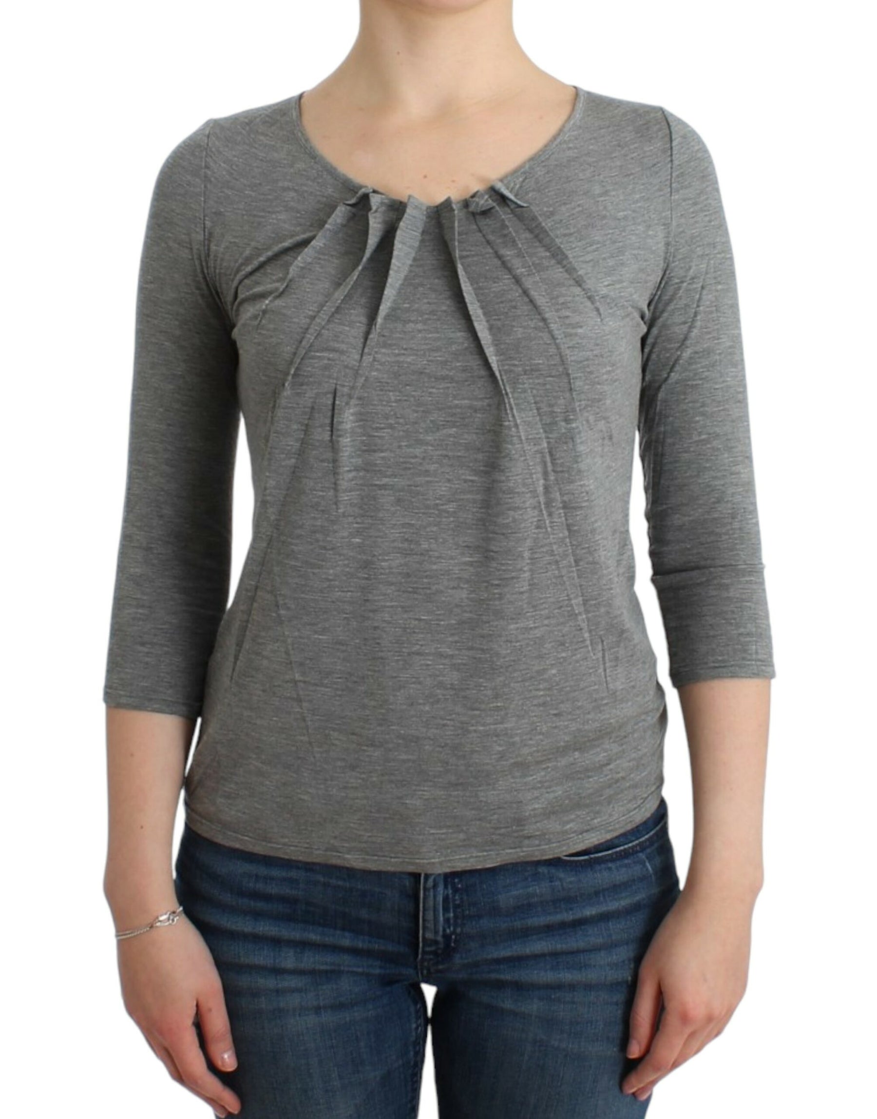 Cavalli Gray 3/4 sleeves jumper top | Regal Royce