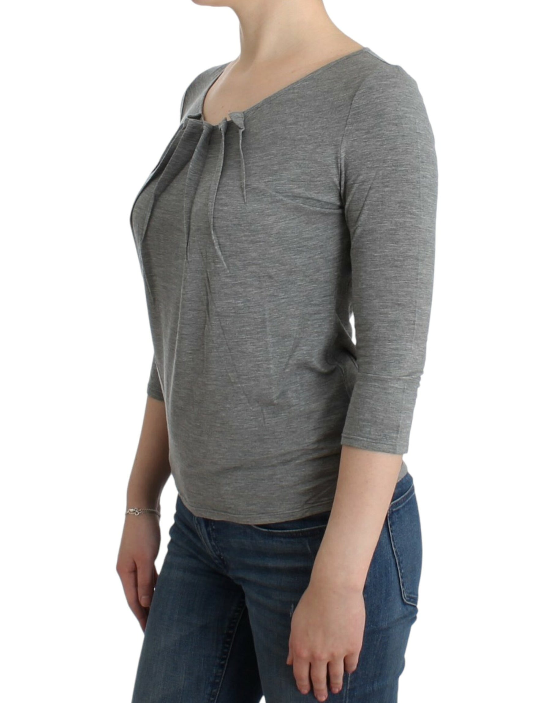 Cavalli Gray 3/4 sleeves jumper top | Regal Royce
