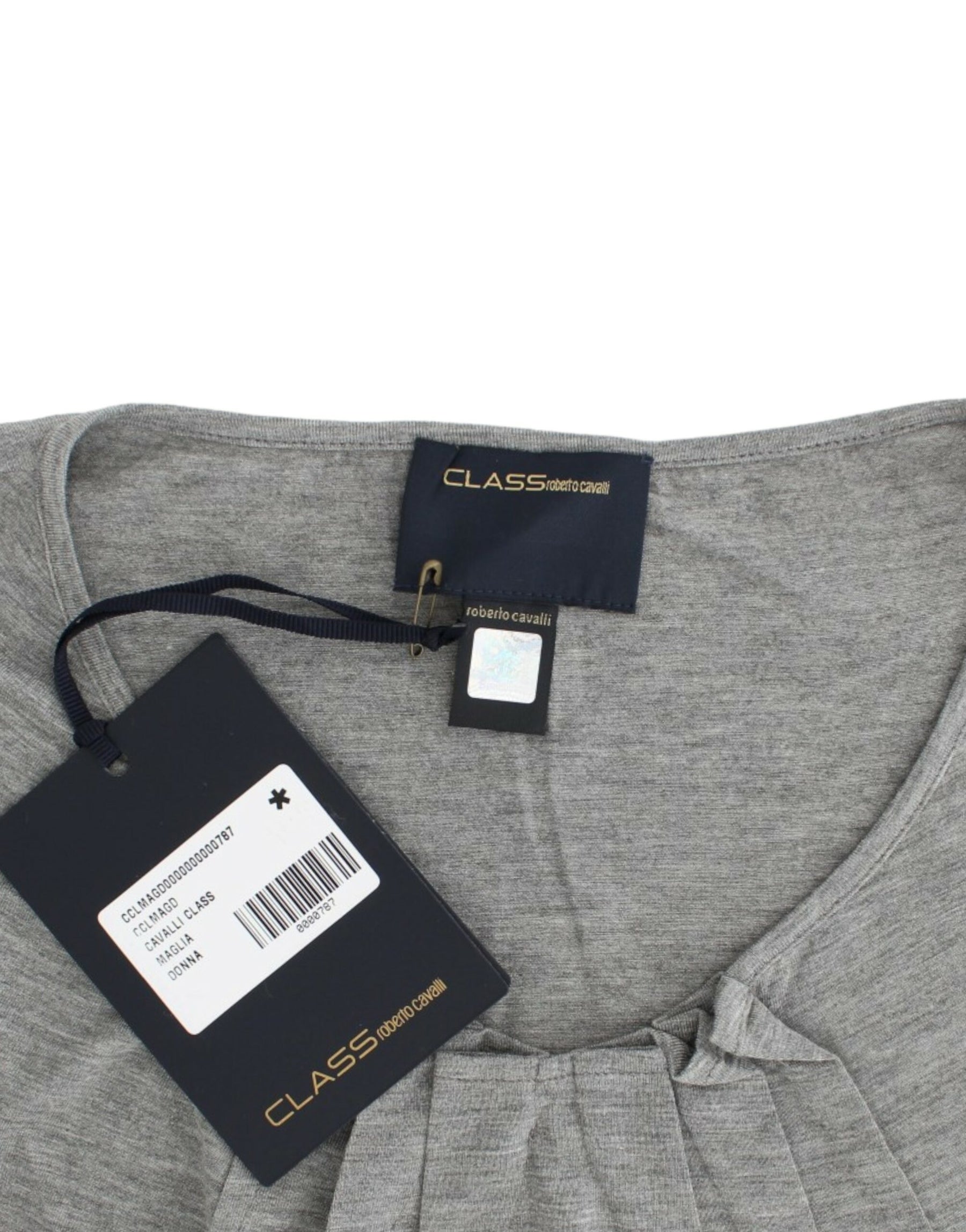 Cavalli Gray 3/4 sleeves jumper top | Regal Royce