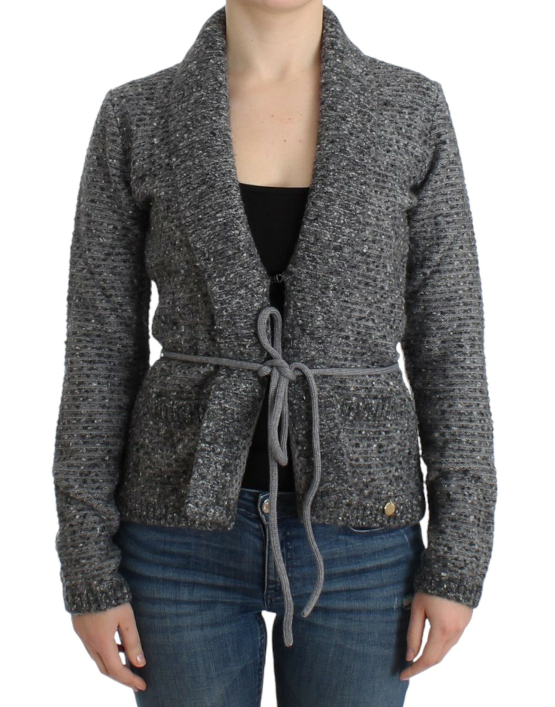 Cavalli Gray wool knitted cardigan | Regal Royce