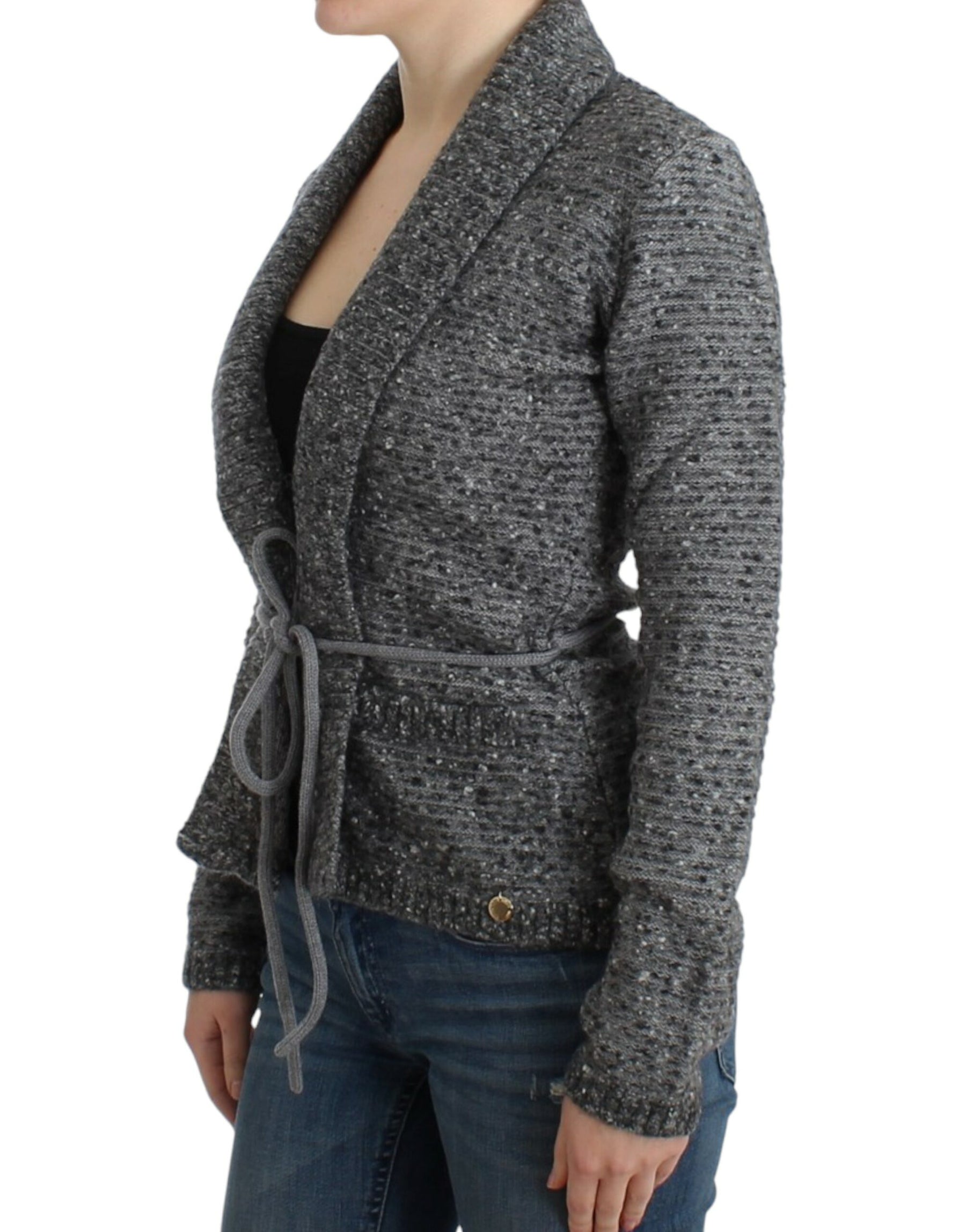 Cavalli Gray wool knitted cardigan | Regal Royce
