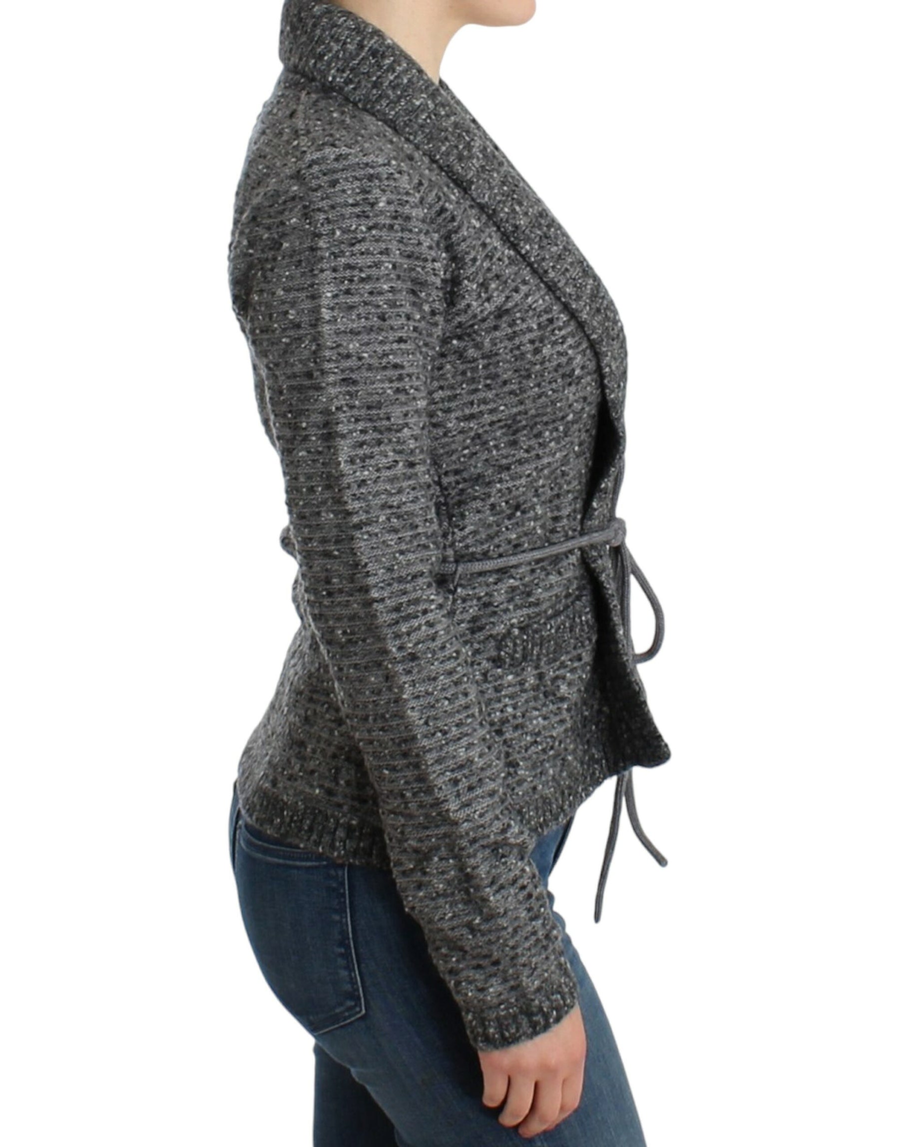 Cavalli Gray wool knitted cardigan | Regal Royce