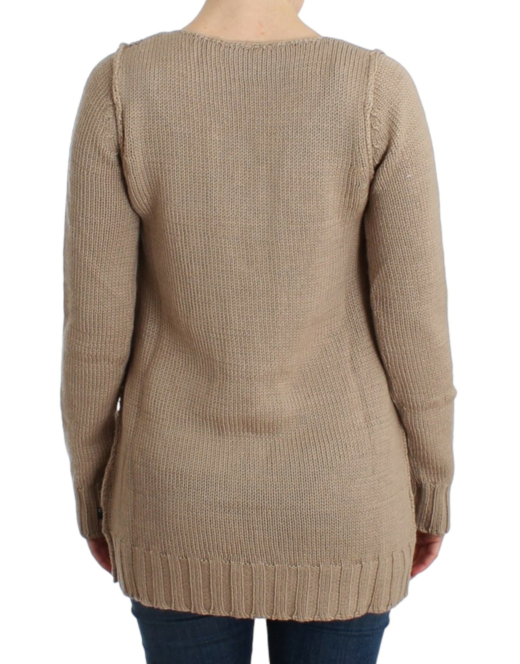 Cavalli Beige knitted wool sweater | Regal Royce