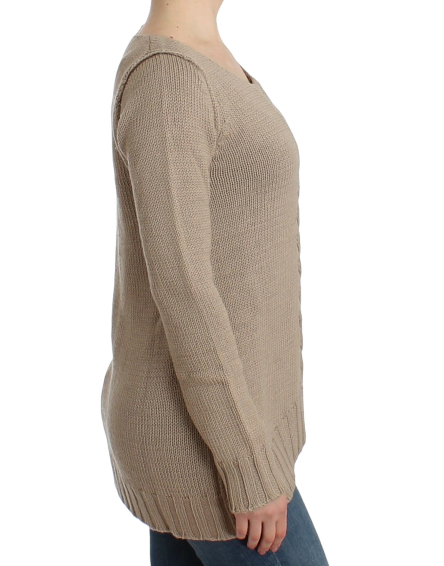 Cavalli Beige knitted wool sweater | Regal Royce