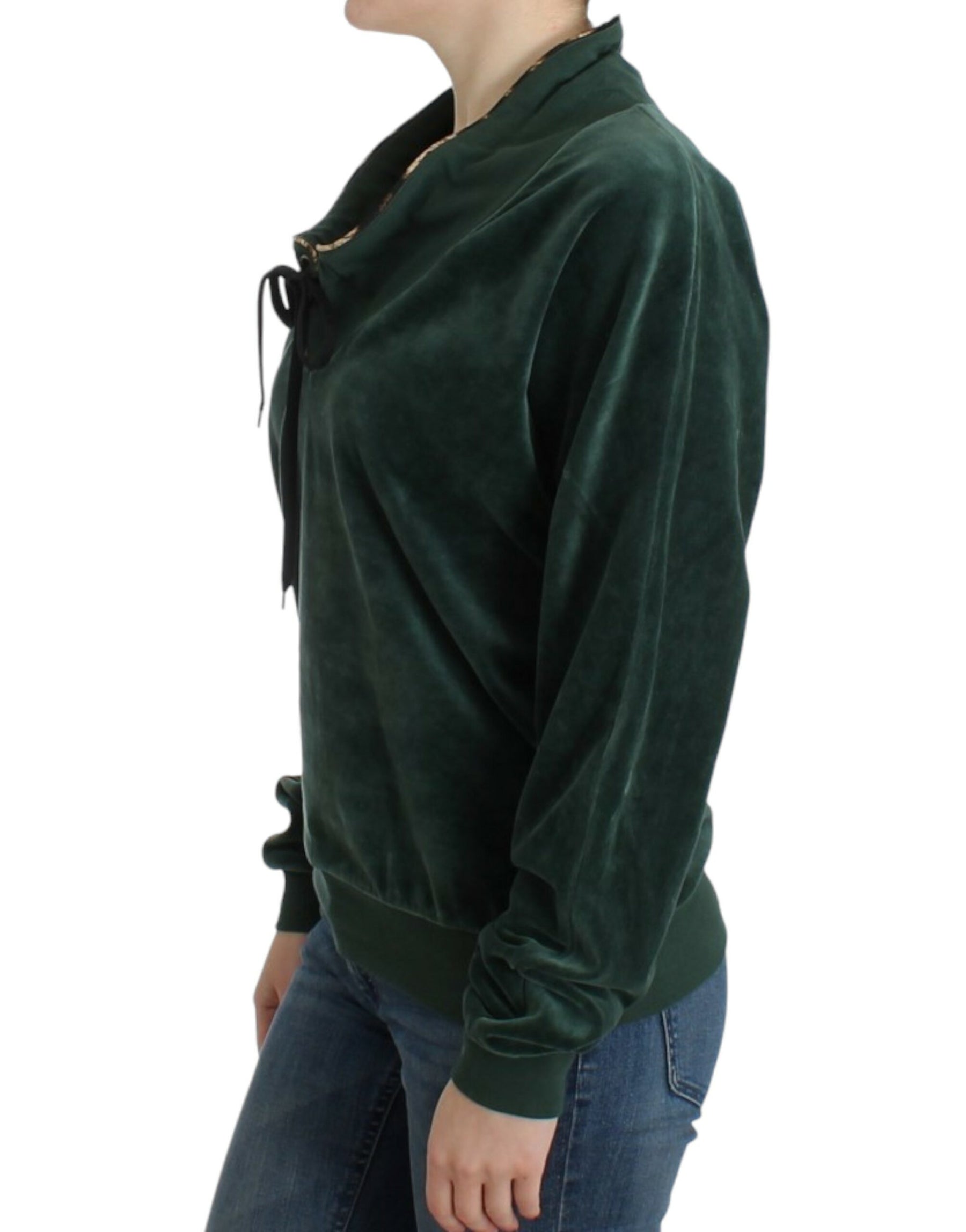Cavalli Green velvet cotton sweater | Regal Royce