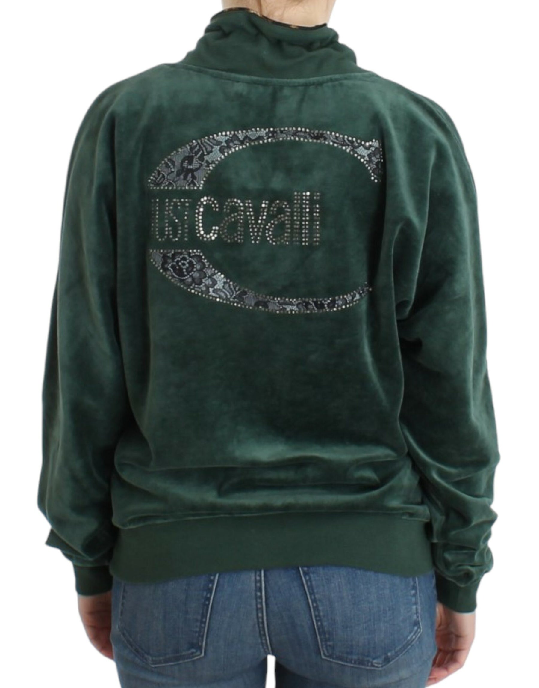 Cavalli Green velvet cotton sweater | Regal Royce