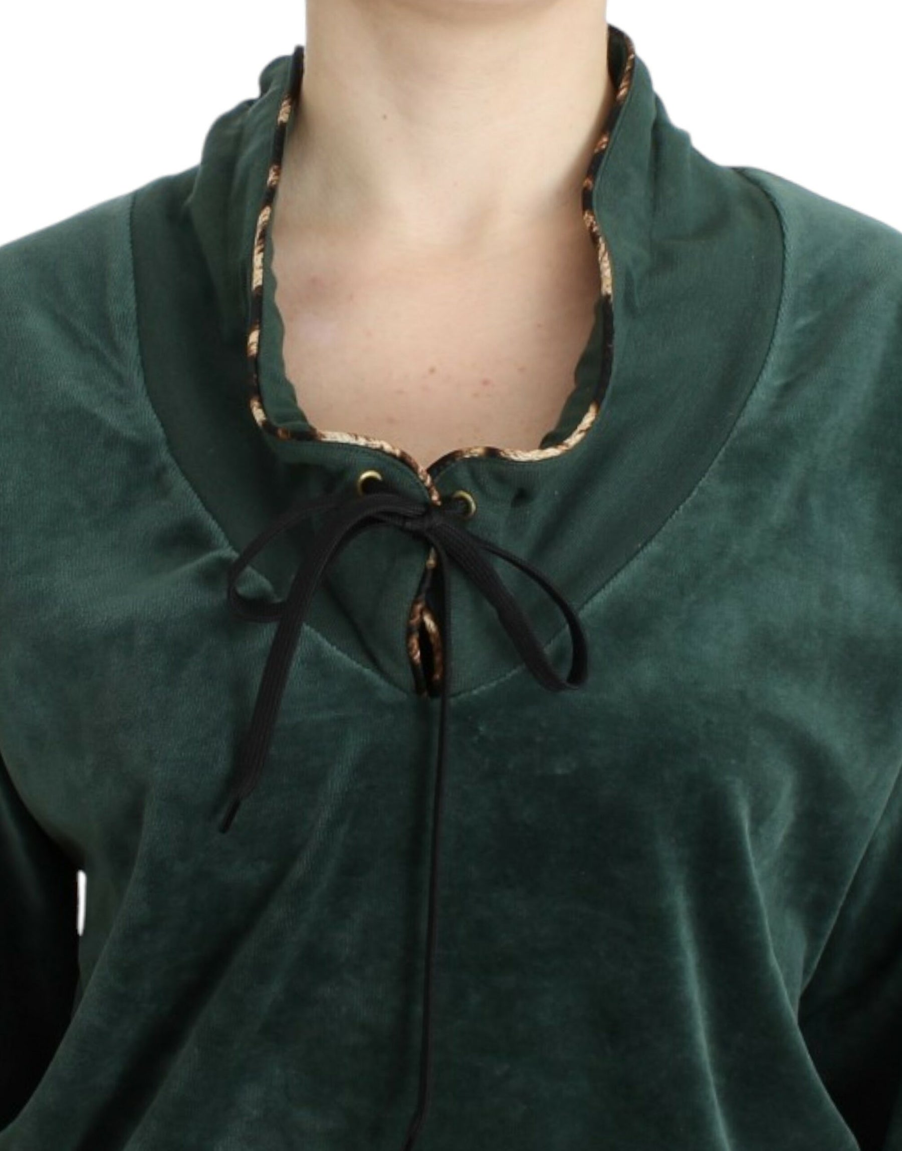 Cavalli Green velvet cotton sweater | Regal Royce