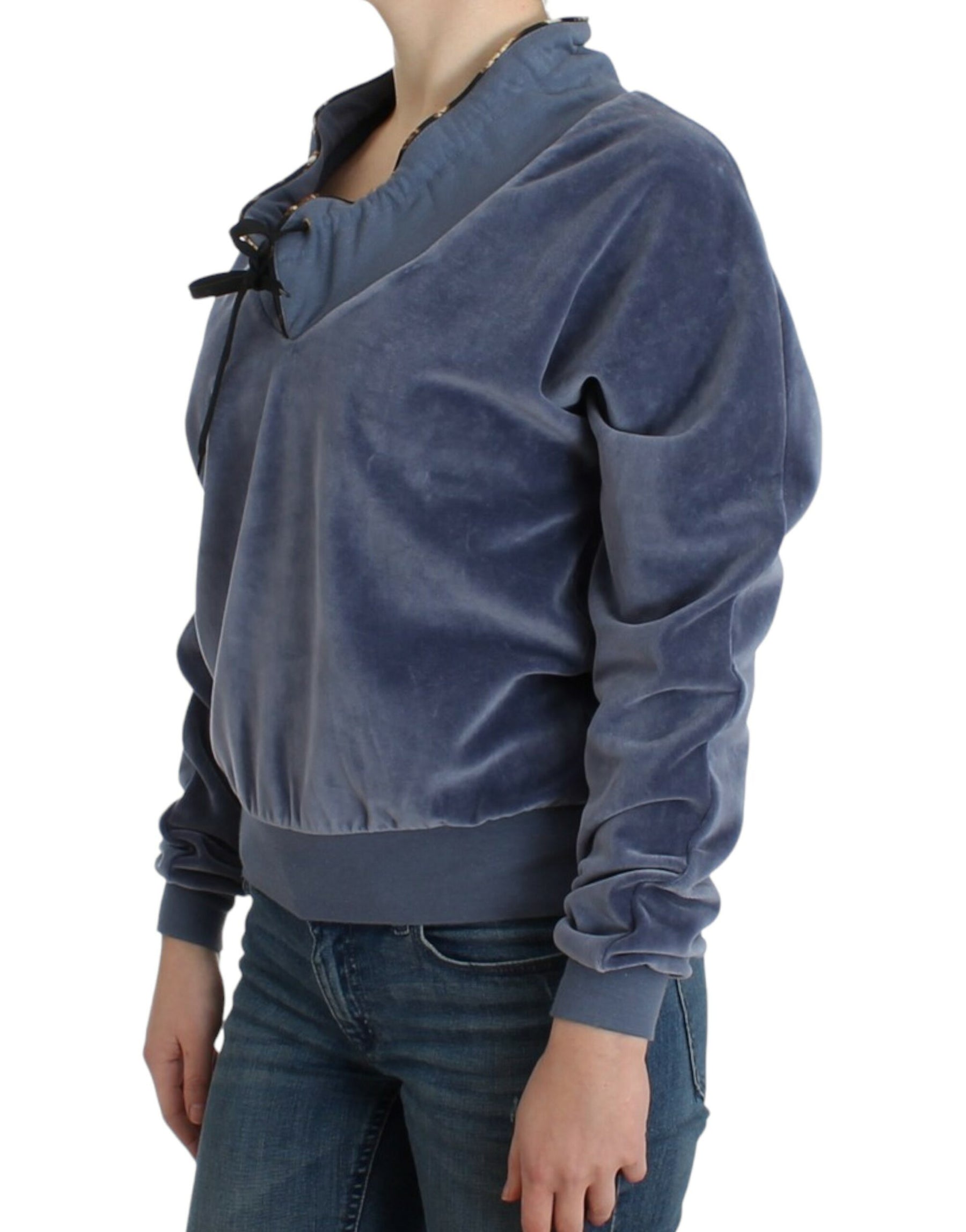 Cavalli Blue velvet cotton sweater | Regal Royce
