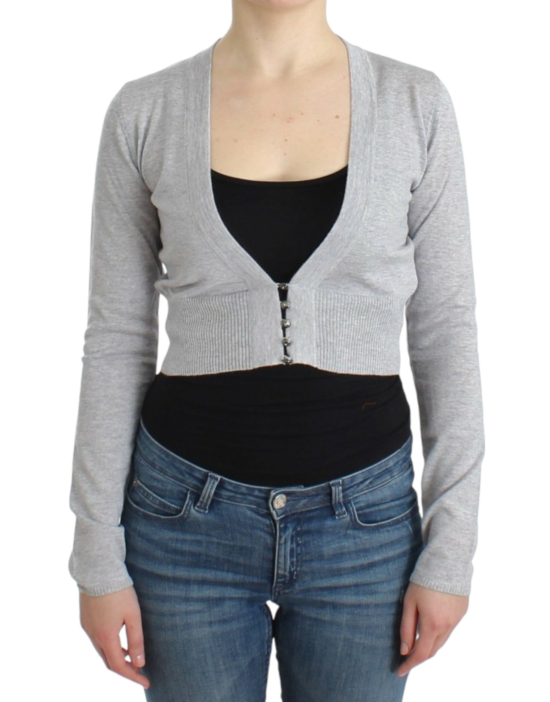 Cavalli Gray cropped wool cardigan | Regal Royce