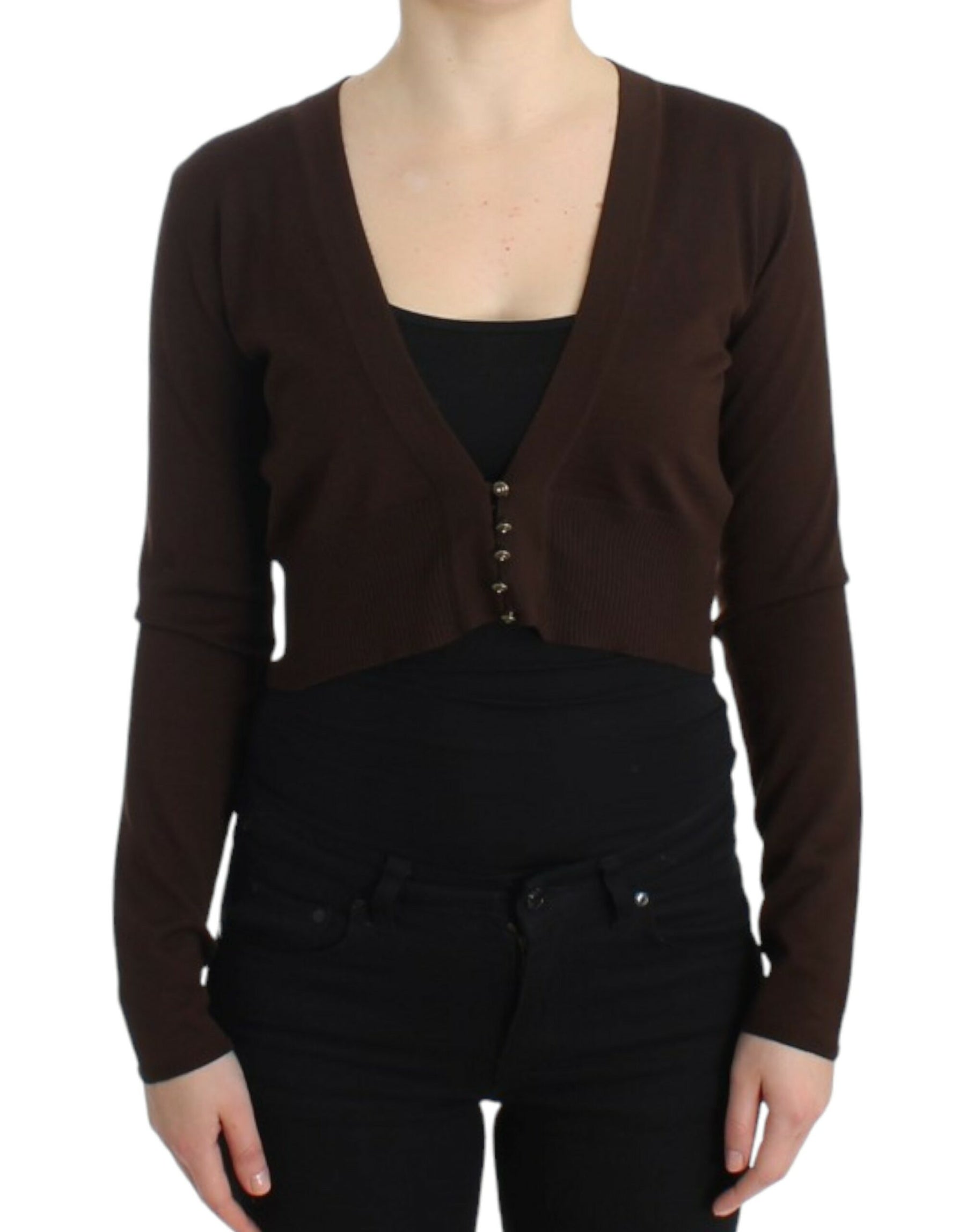 Cavalli Brown cropped wool cardigan | Regal Royce
