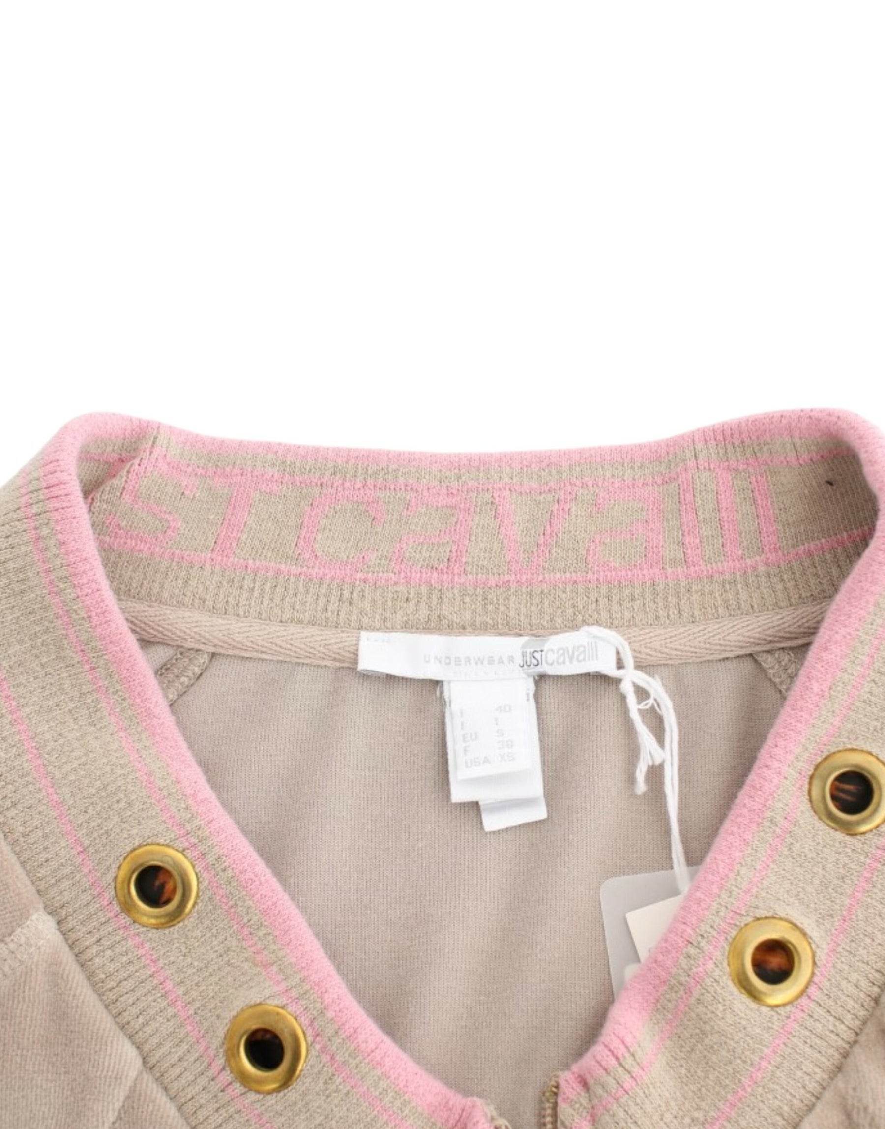 Cavalli Beige velvet zipup sweater | Regal Royce