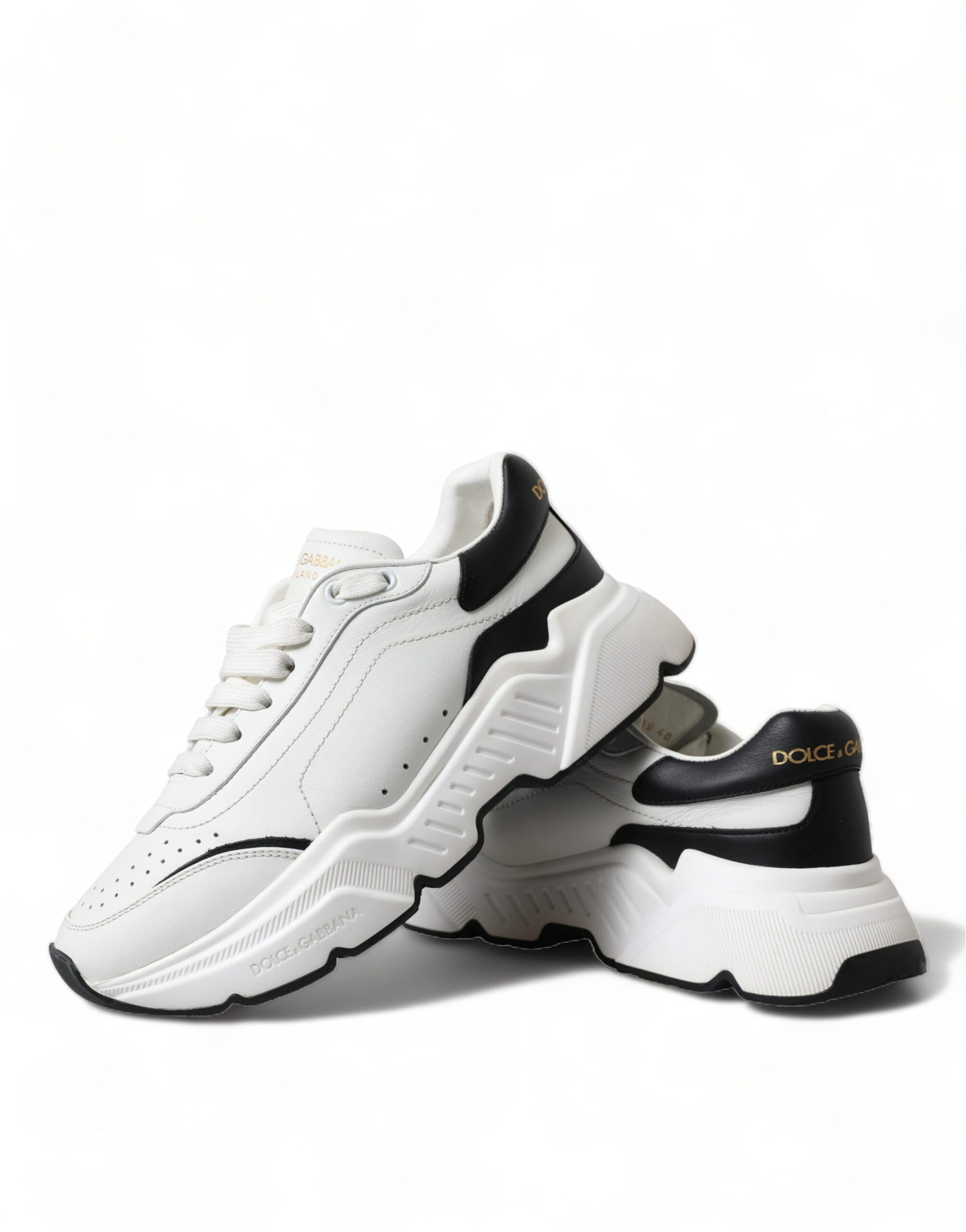 Dolce & Gabbana White Black Low Top Daymaster Sneakers Shoes | Regal Royce