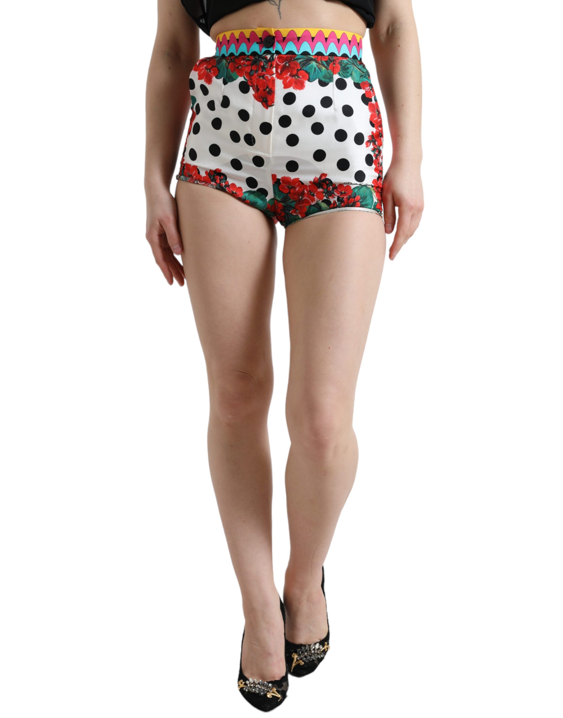 Dolce & Gabbana Multicolor Floral Polka Dot Hot Pants Shorts | Regal Royce