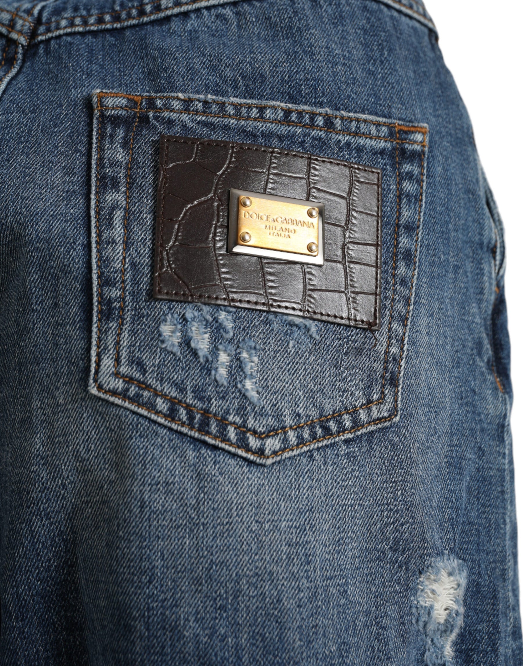 Dolce & Gabbana Blue Cotton High Waist Denim Hot Pants Shorts | Regal Royce