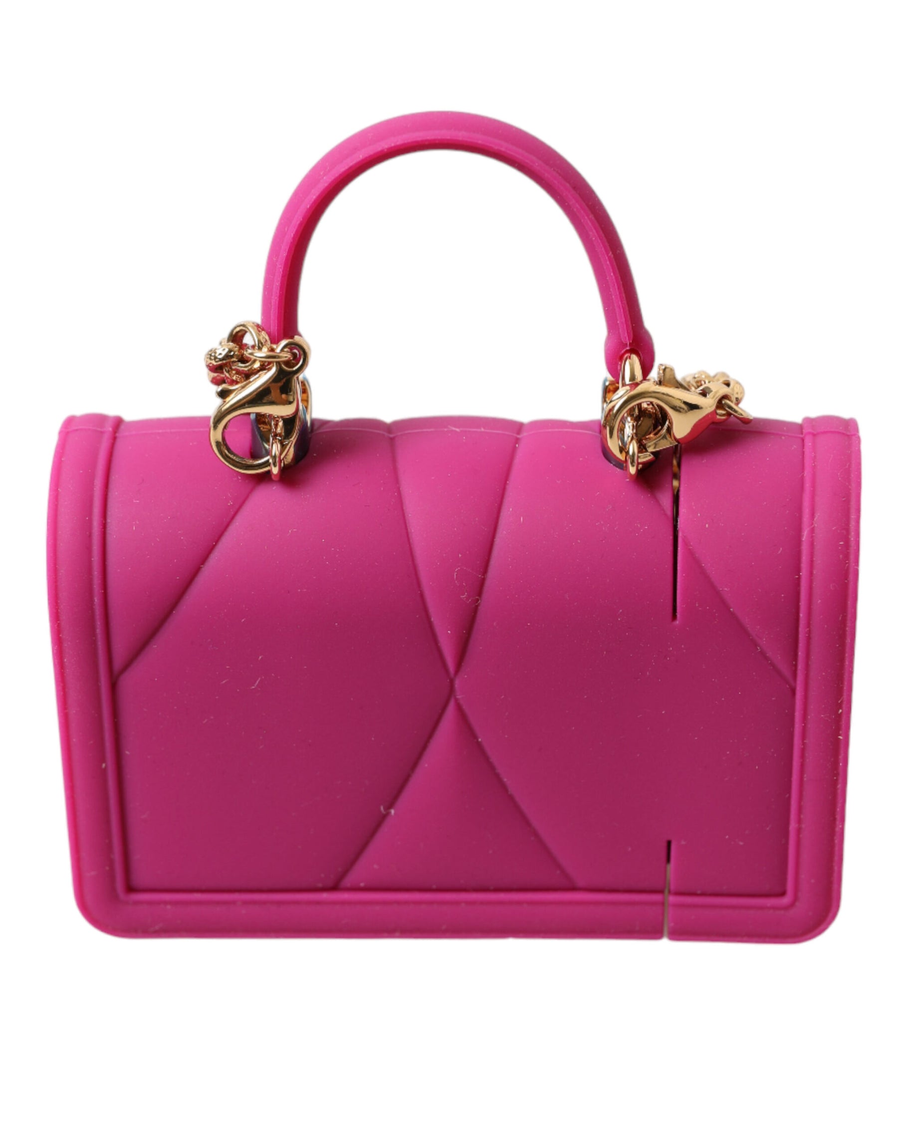 Dolce & Gabbana Pink Silicone Devotion Heart Bag Gold Chain Airpods Case | Regal Royce