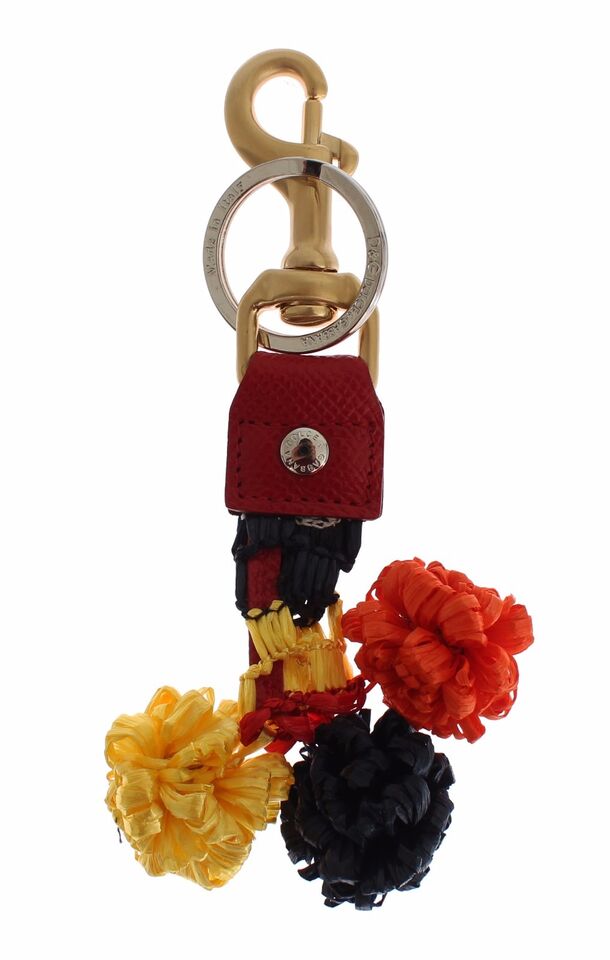 Dolce & Gabbana Gold Yellow Raffia Leather Clasp Finder Chain Keyring | Regal Royce