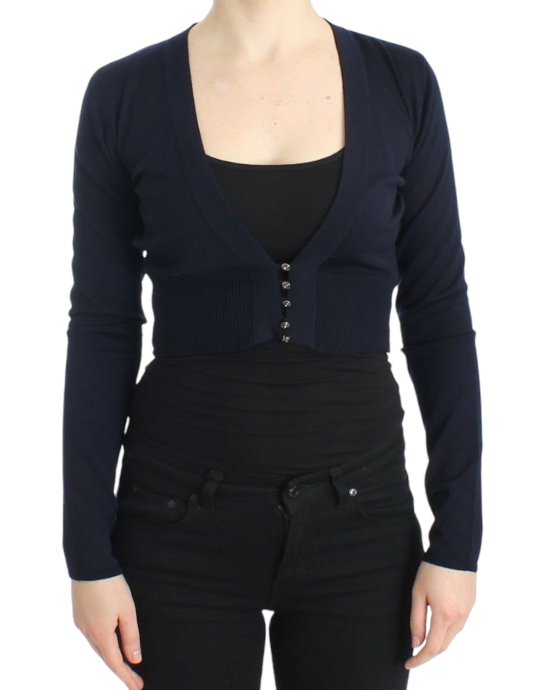 Cavalli Blue cropped wool cardigan | Regal Royce