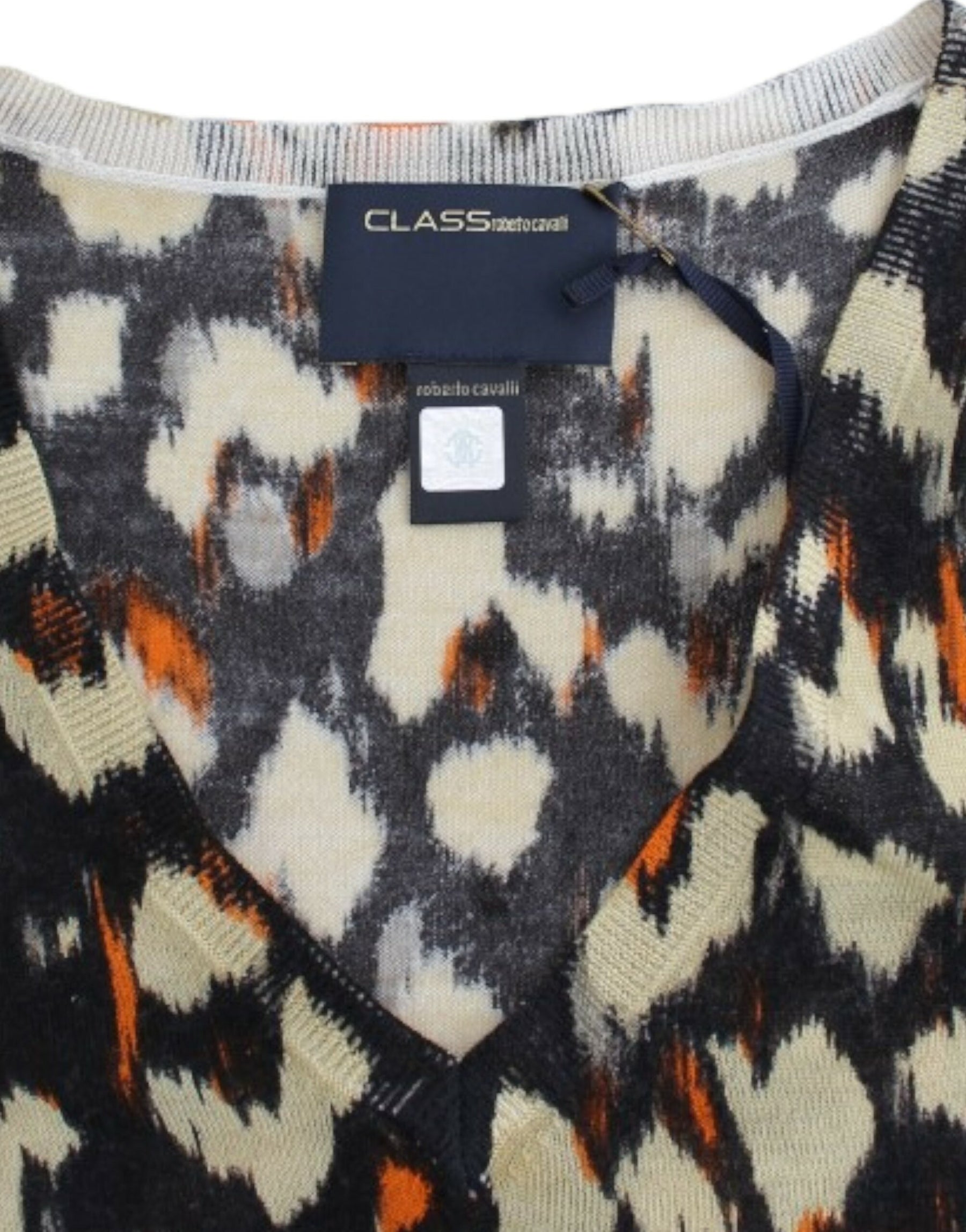 Cavalli Multicolor v-neck wool jumper | Regal Royce