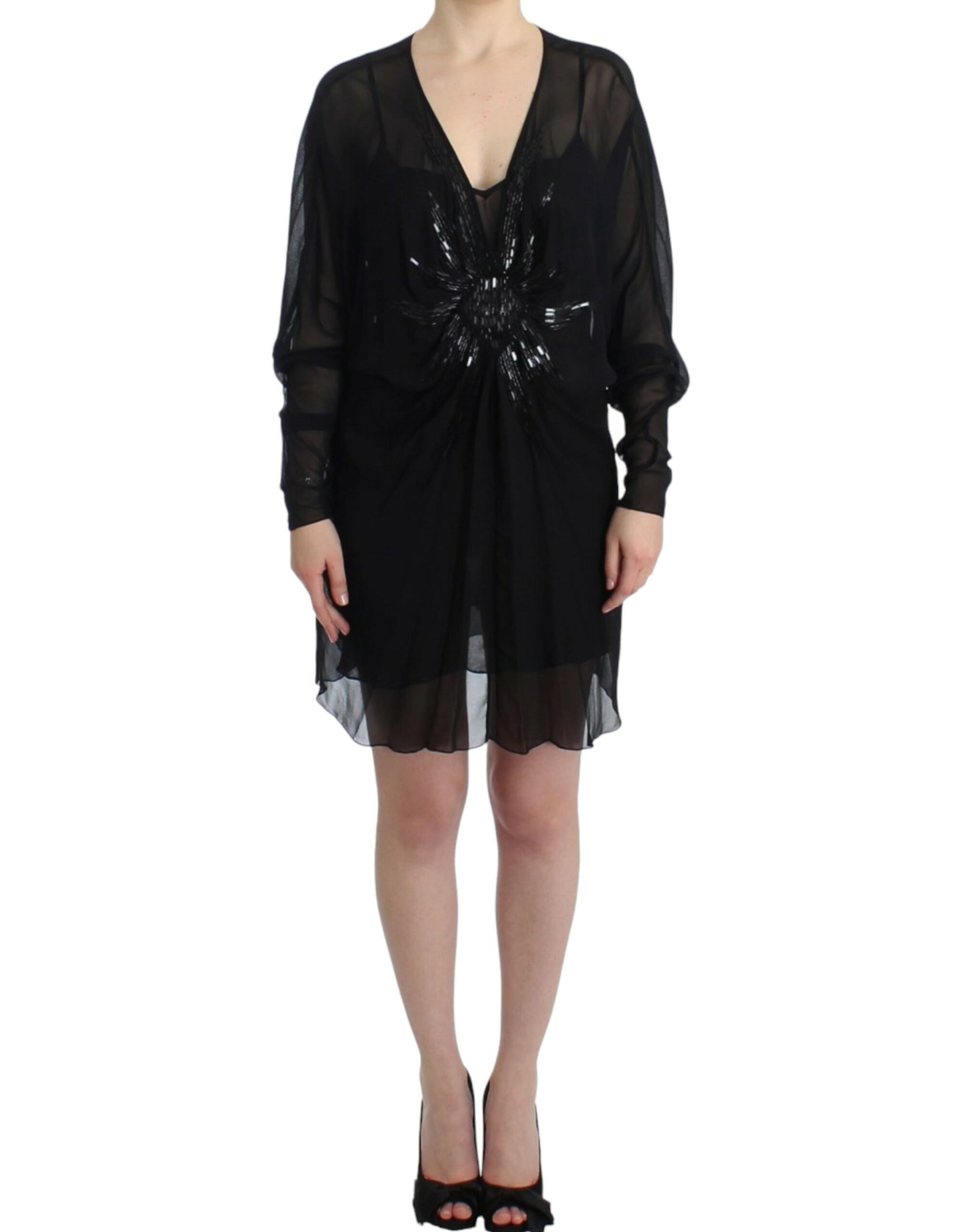 Cavalli Black long sleeve silk dress | Regal Royce