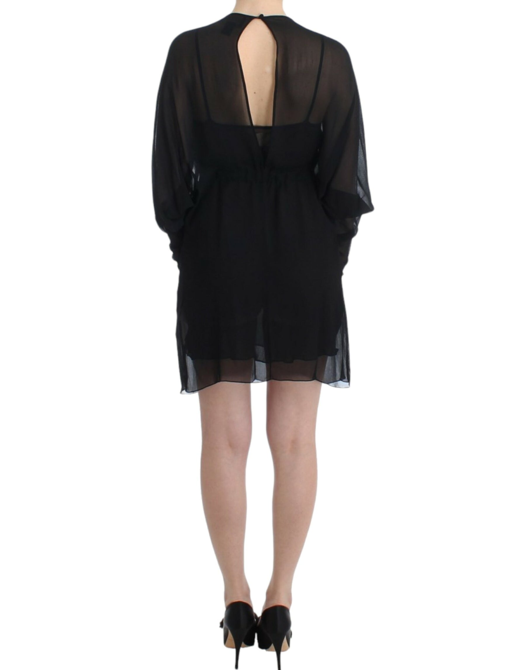 Cavalli Black long sleeve silk dress | Regal Royce