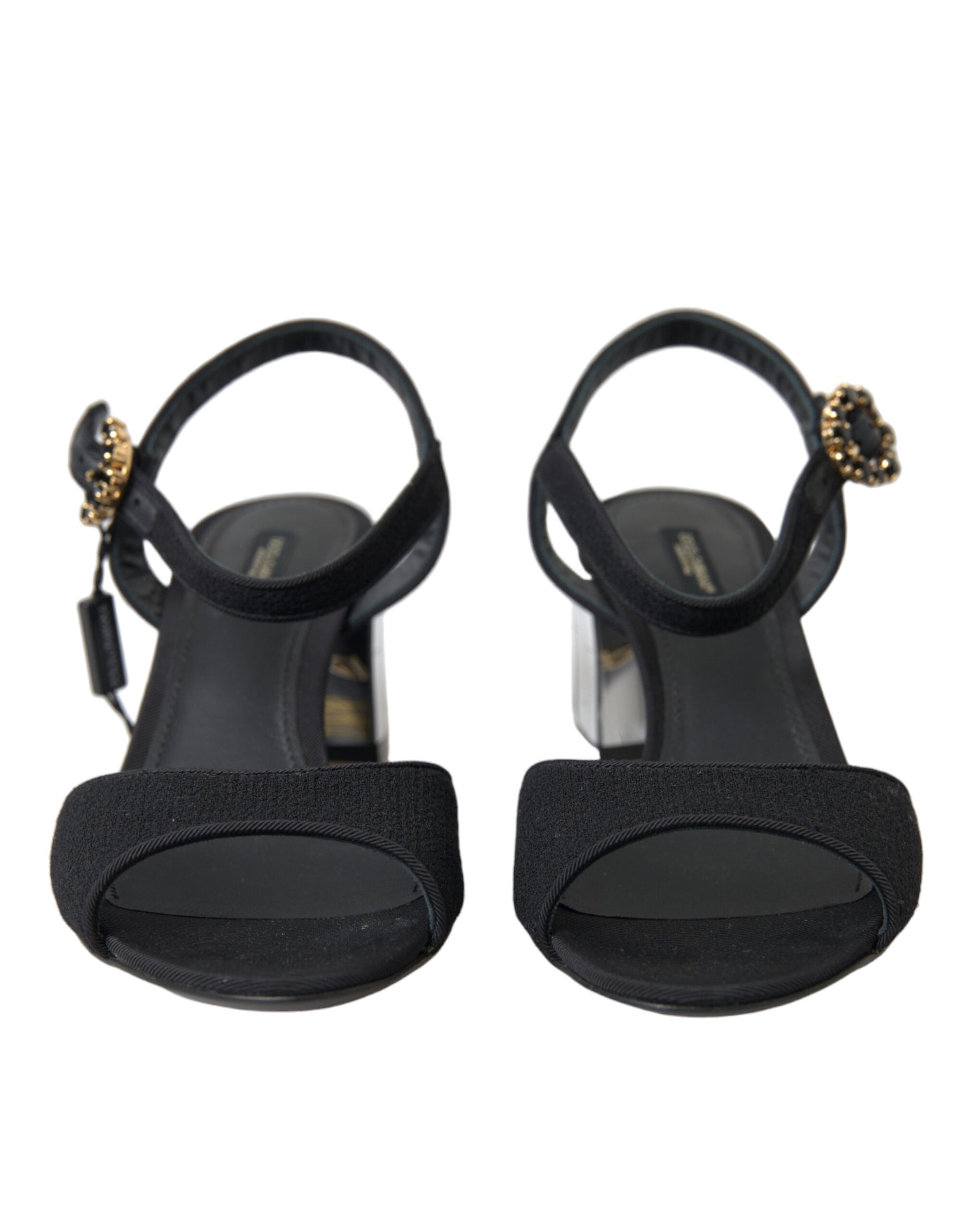Dolce & Gabbana Black Crystals Ankle Strap Sandals Shoes | Regal Royce