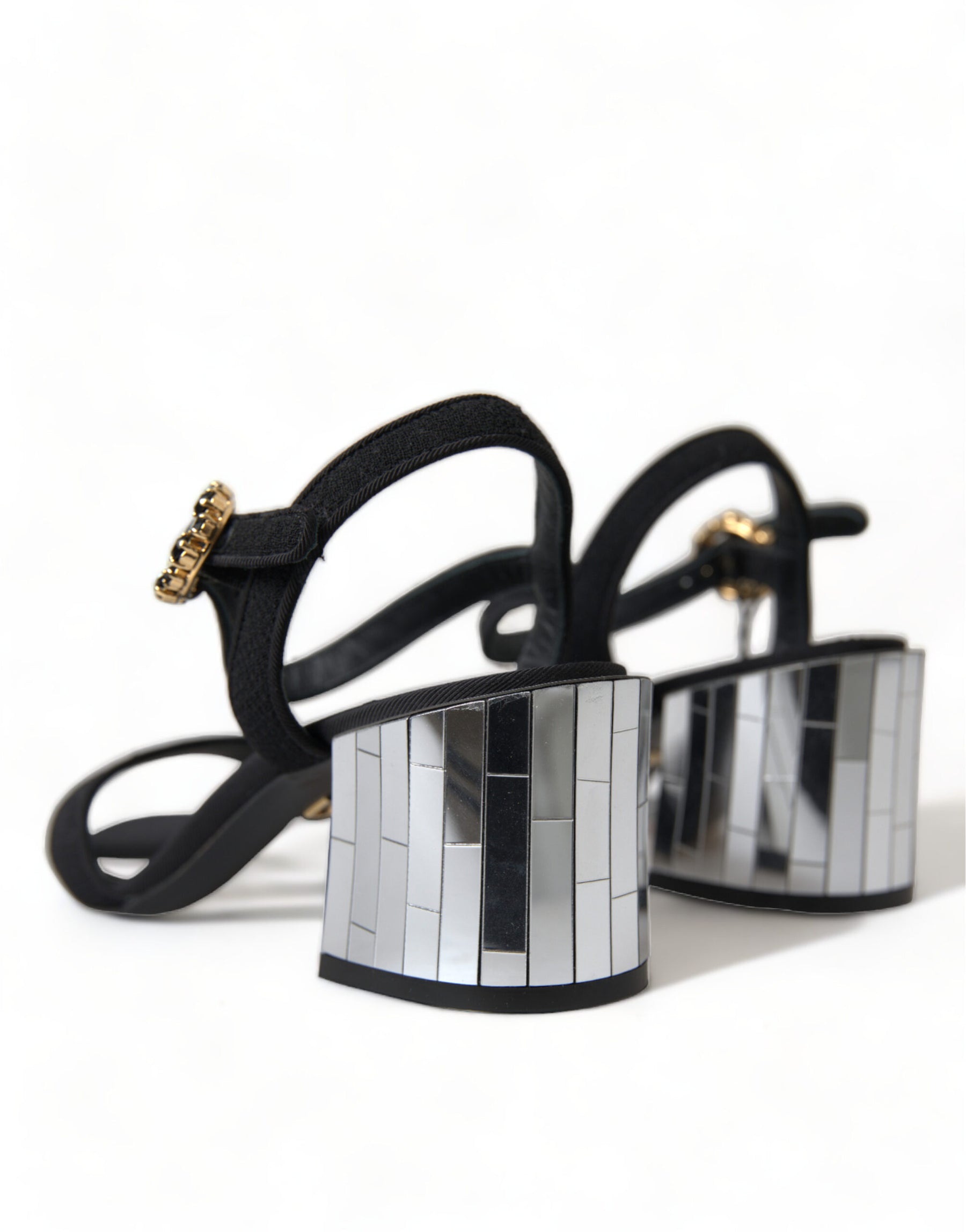 Dolce & Gabbana Black Crystals Ankle Strap Sandals Shoes | Regal Royce