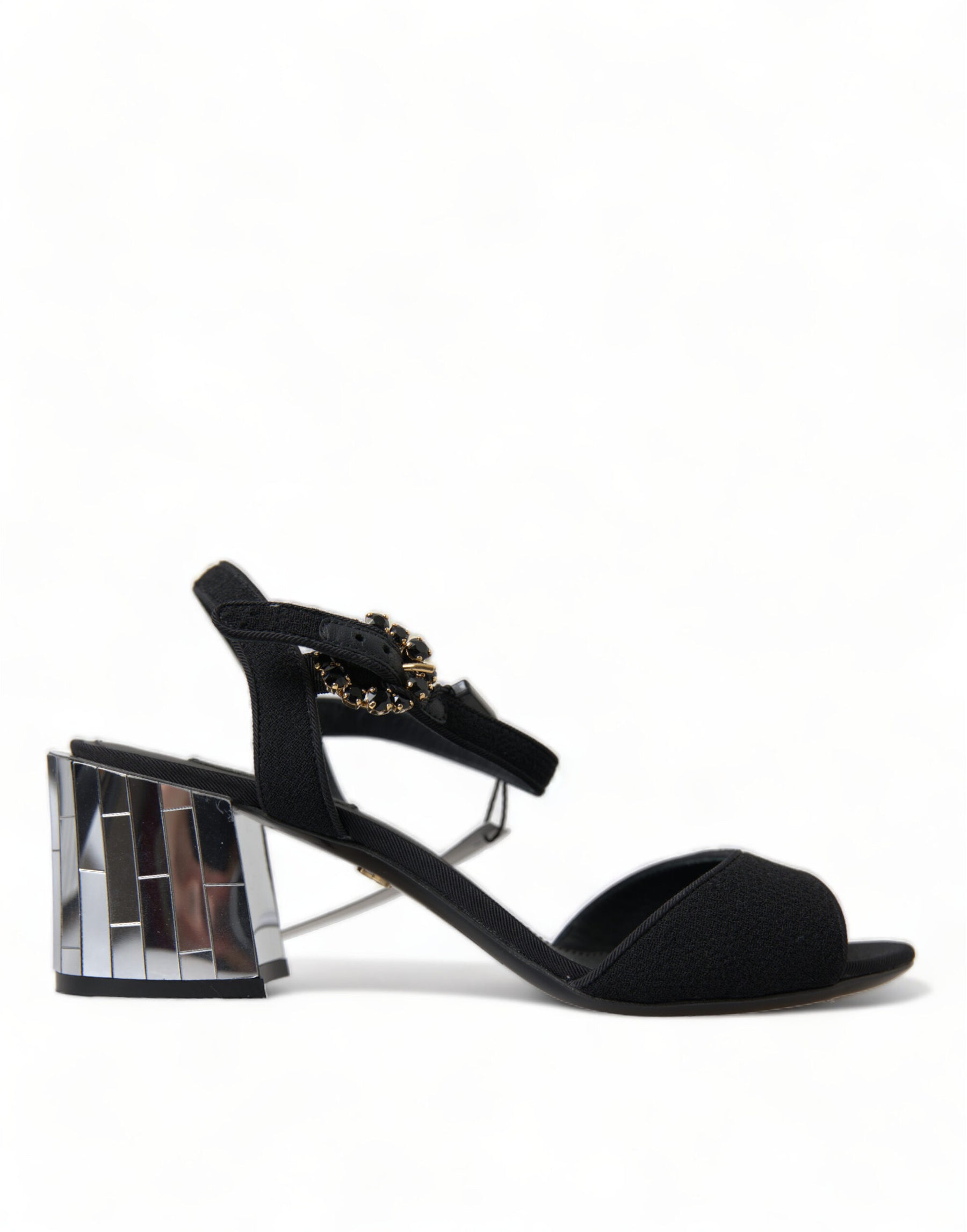 Dolce & Gabbana Black Crystals Ankle Strap Sandals Shoes | Regal Royce