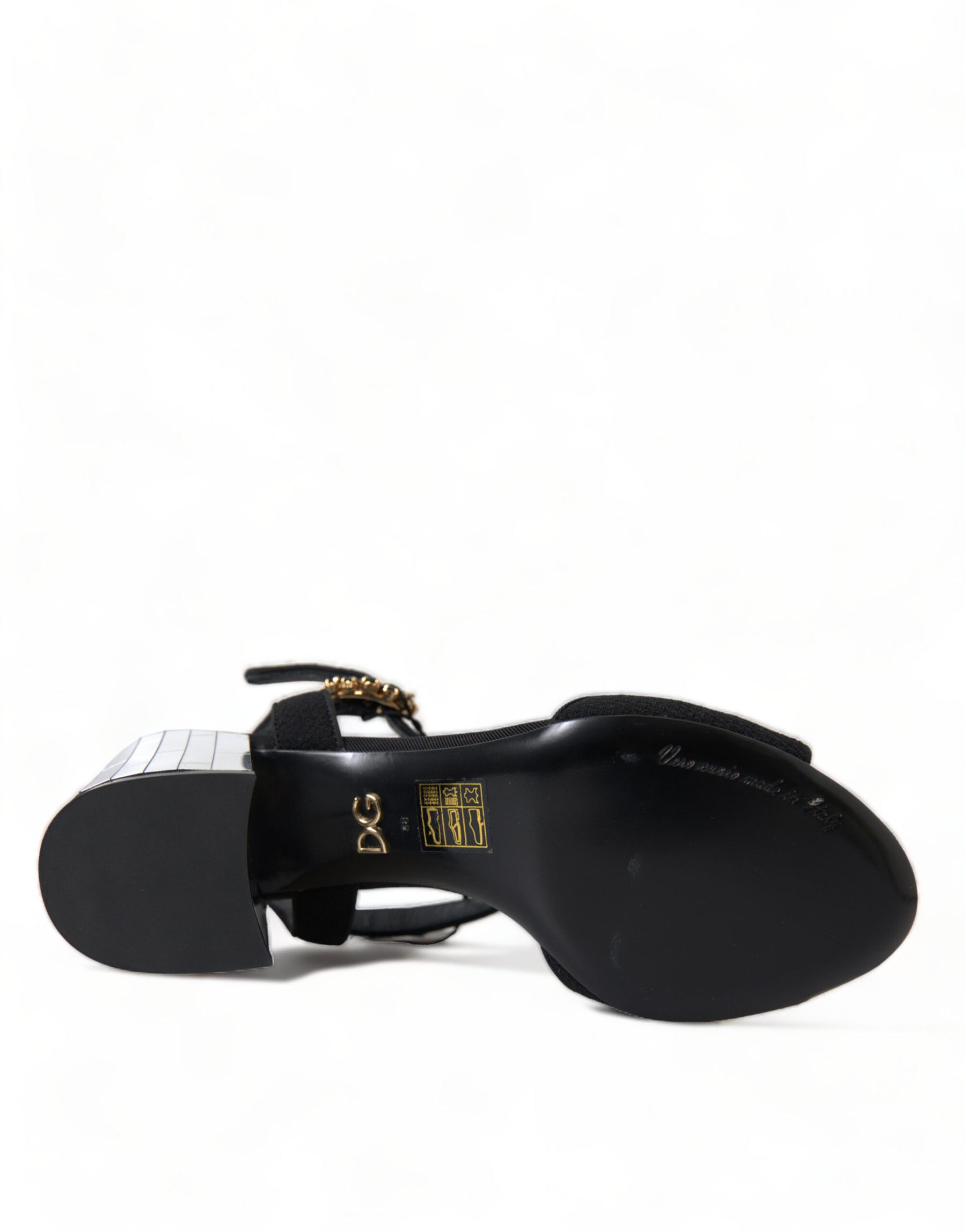 Dolce & Gabbana Black Crystals Ankle Strap Sandals Shoes | Regal Royce