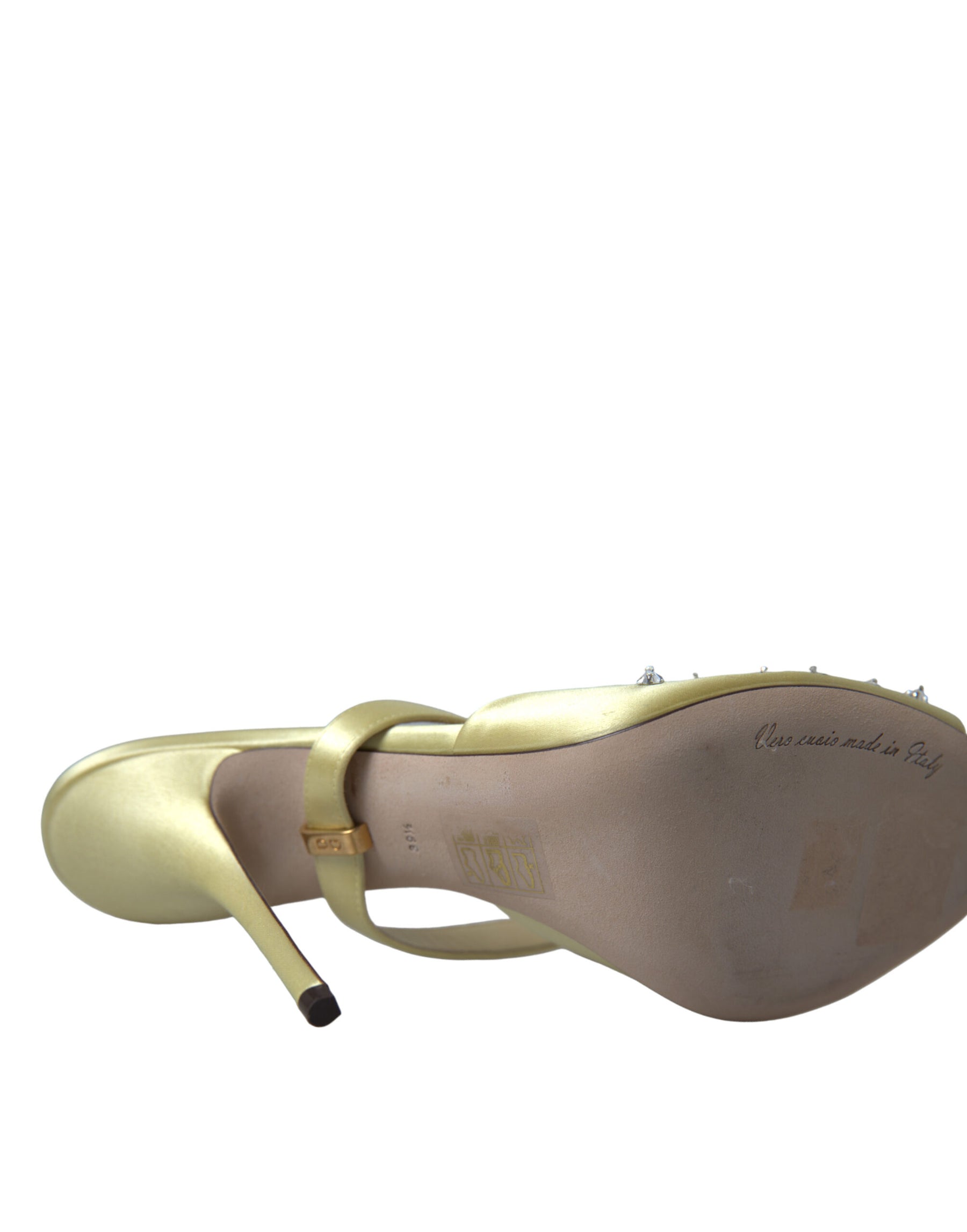 Dolce & Gabbana Yellow Satin Crystal Mary Janes Sandals | Regal Royce