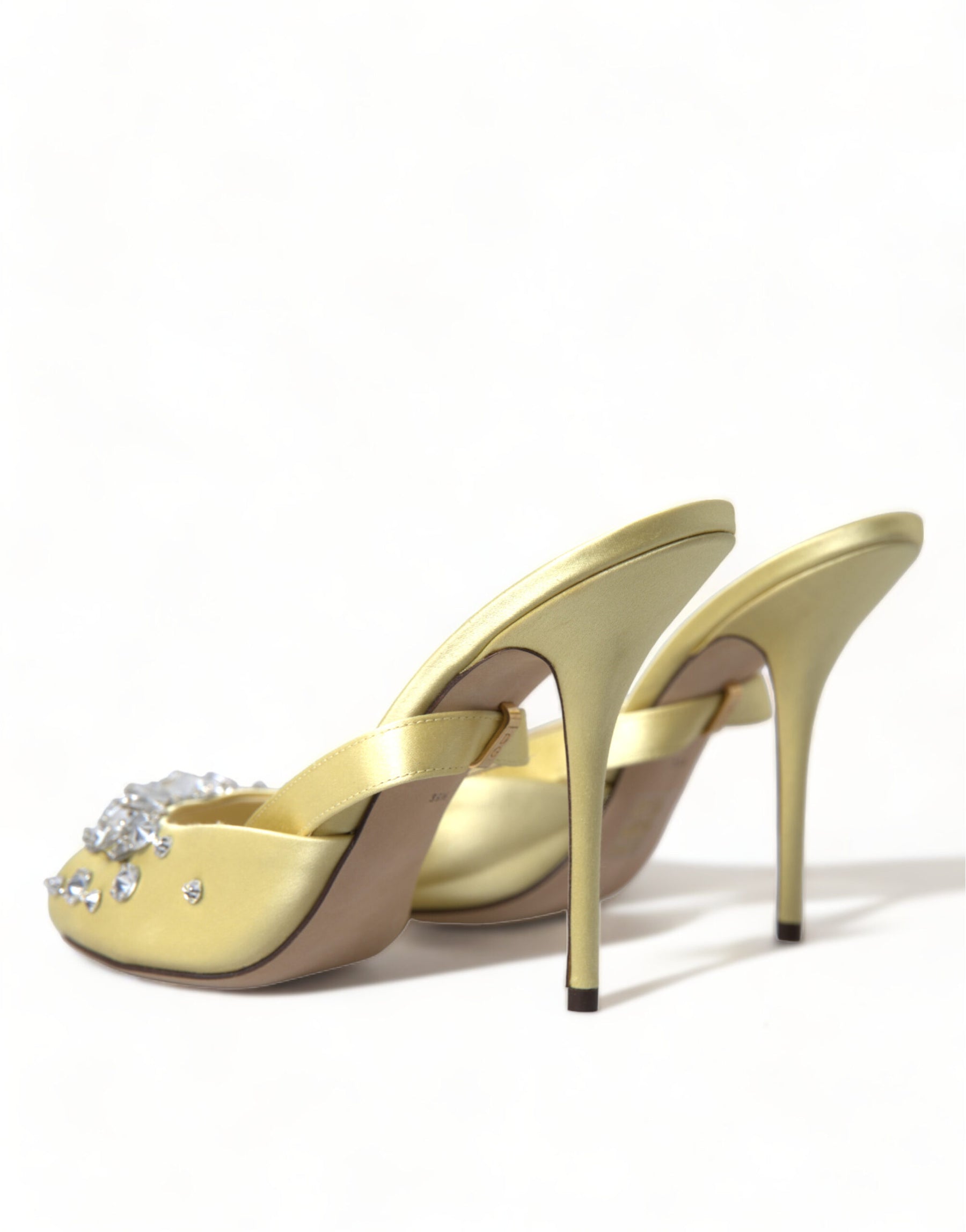 Dolce & Gabbana Yellow Satin Crystal Mary Janes Sandals | Regal Royce