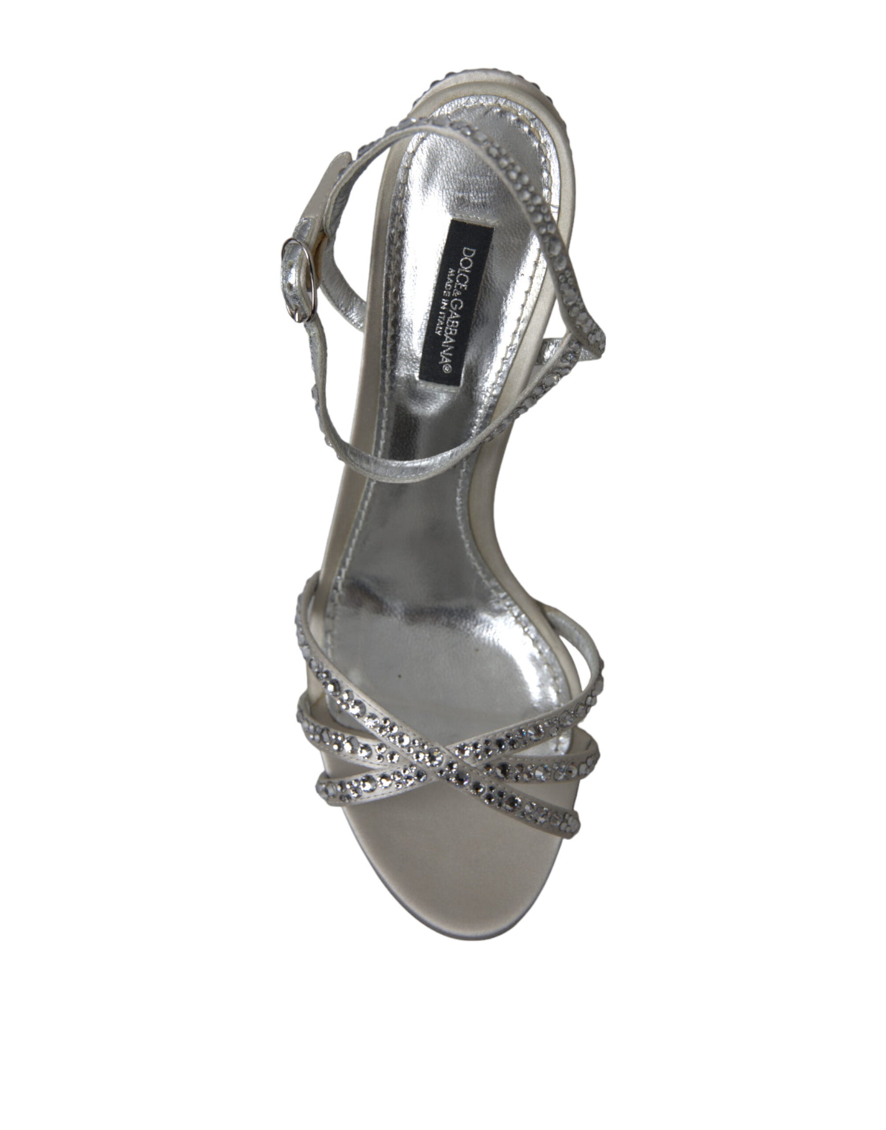 Dolce & Gabbana Silver Crystal Ankle Strap Sandals Shoes | Regal Royce