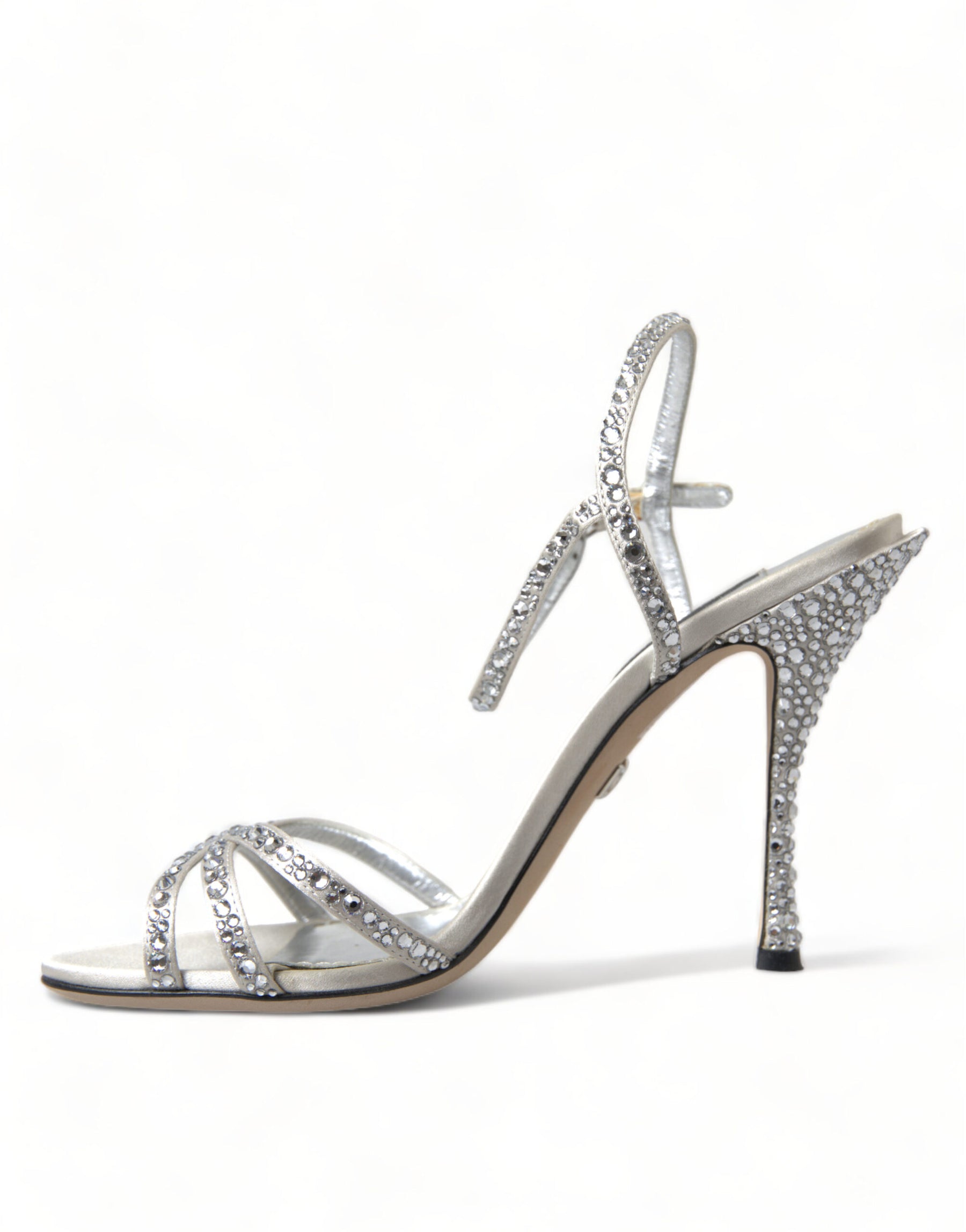 Dolce & Gabbana Silver Crystal Ankle Strap Sandals Shoes | Regal Royce