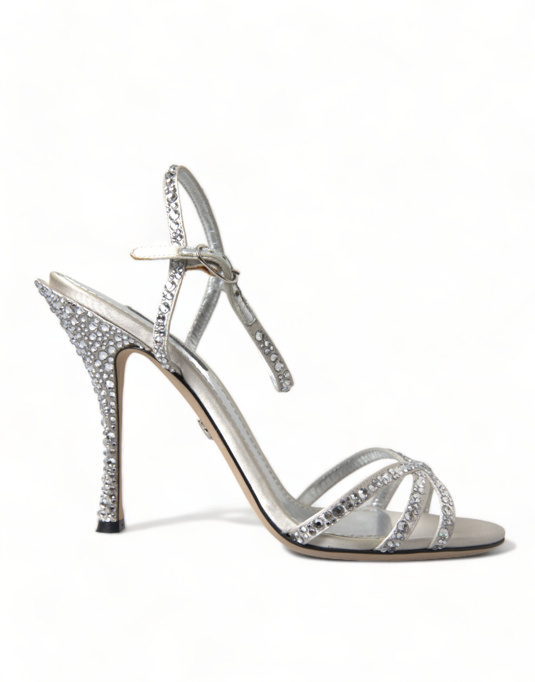Dolce & Gabbana Silver Crystal Ankle Strap Sandals Shoes | Regal Royce